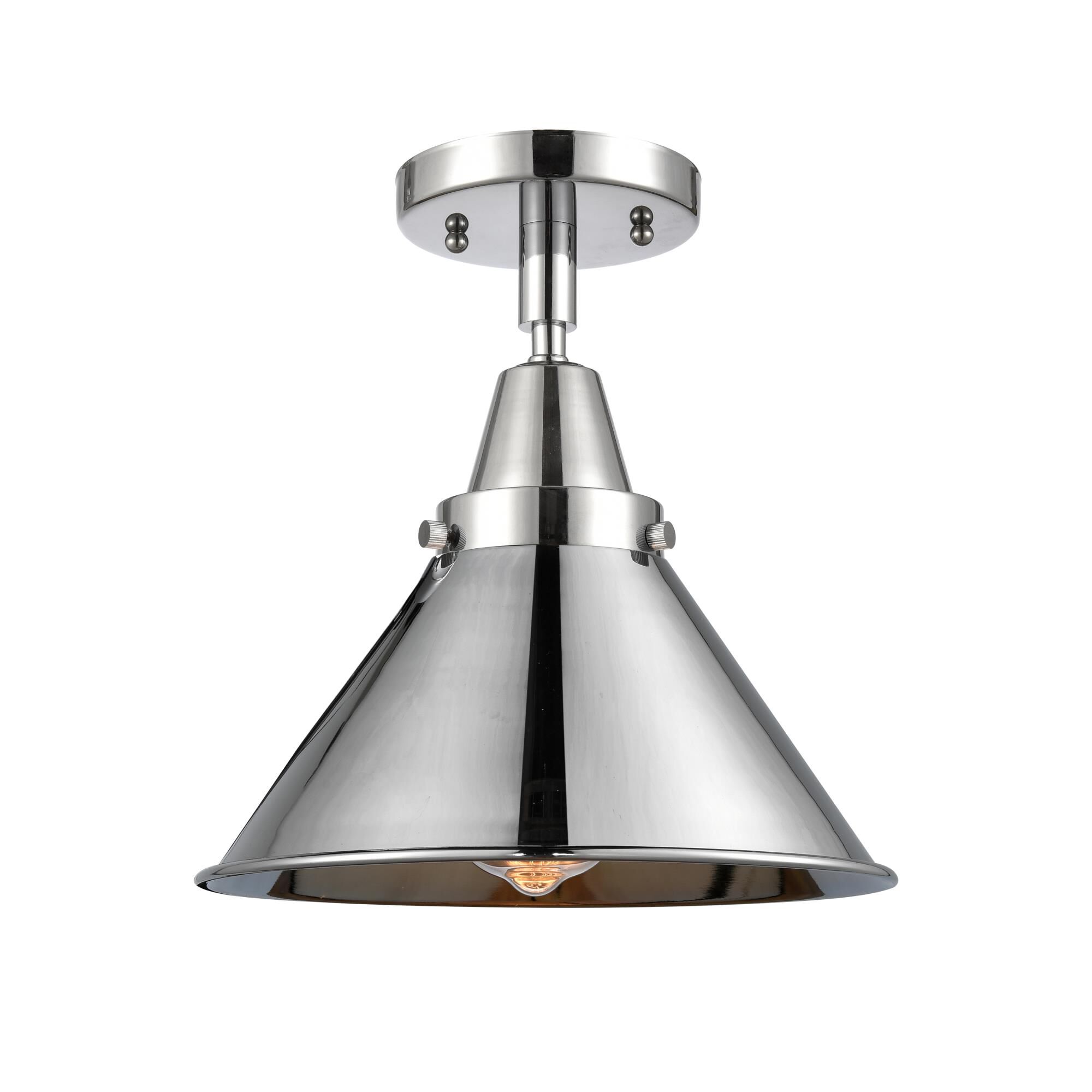 Shown in Polished Chrome finish and No Glass glass and Polished Chrome Briarcliff shade