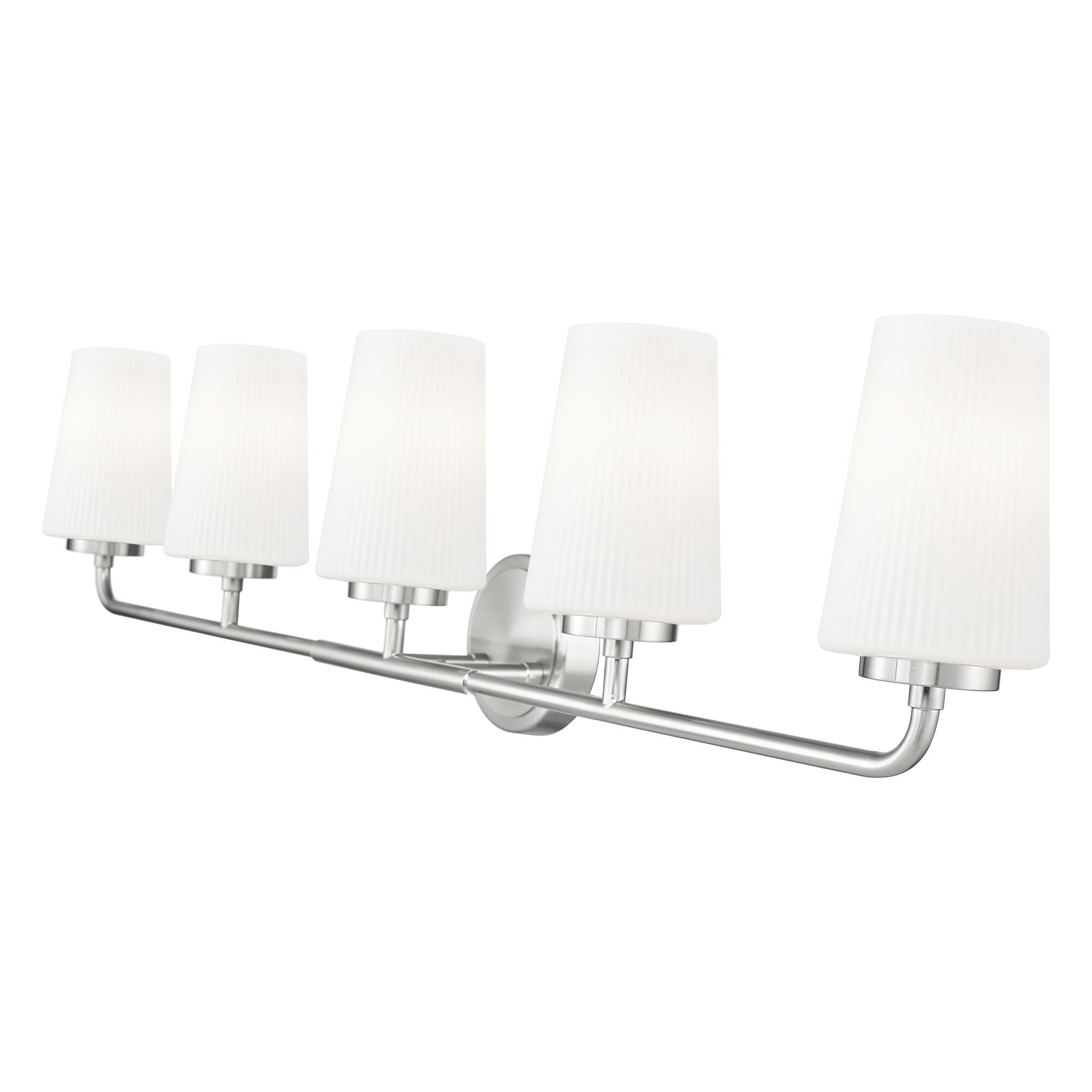 Shown in Brushed Nickel finish and Matte Opal glass and Matte Opal shade