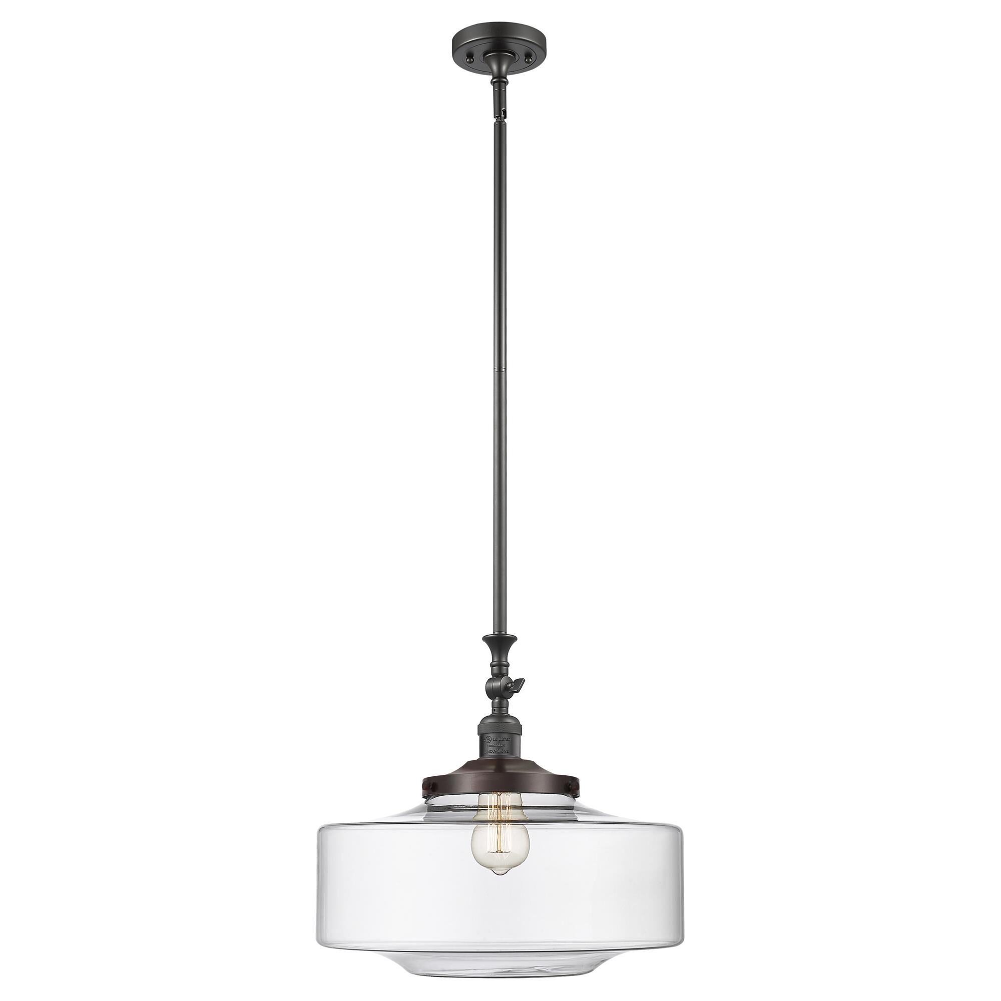 Shown in Oil Rubbed Bronze finish and Clear Large Bridgeton glass