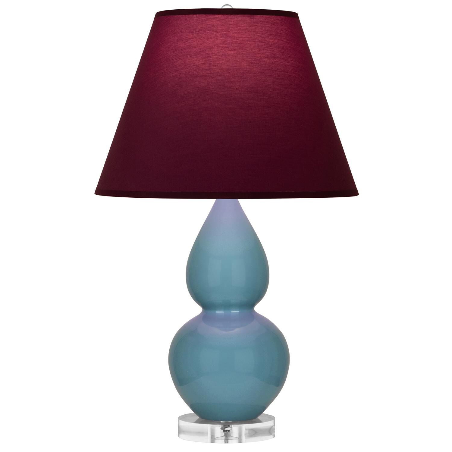 Shown in Steel Blue finish and Plum and Lavender shade and Lucite accent