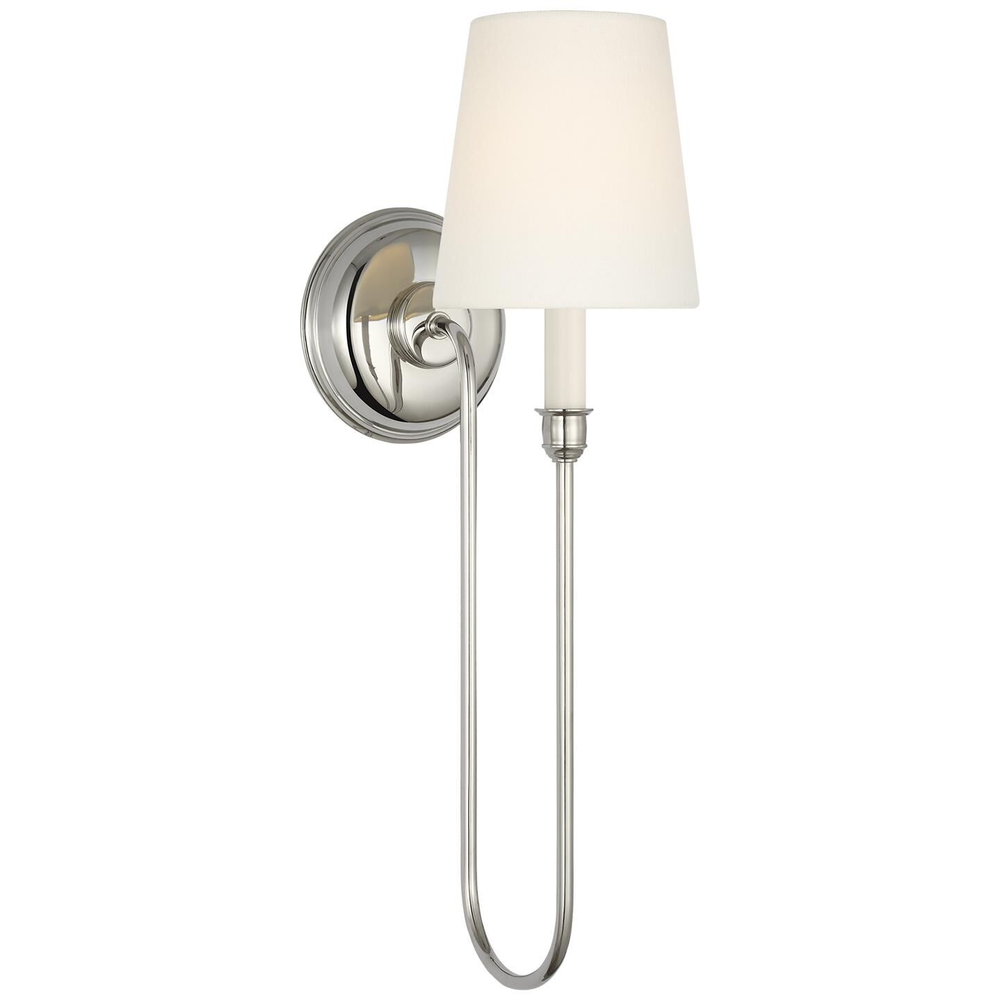 Shown in Polished Nickel finish and Linen shade
