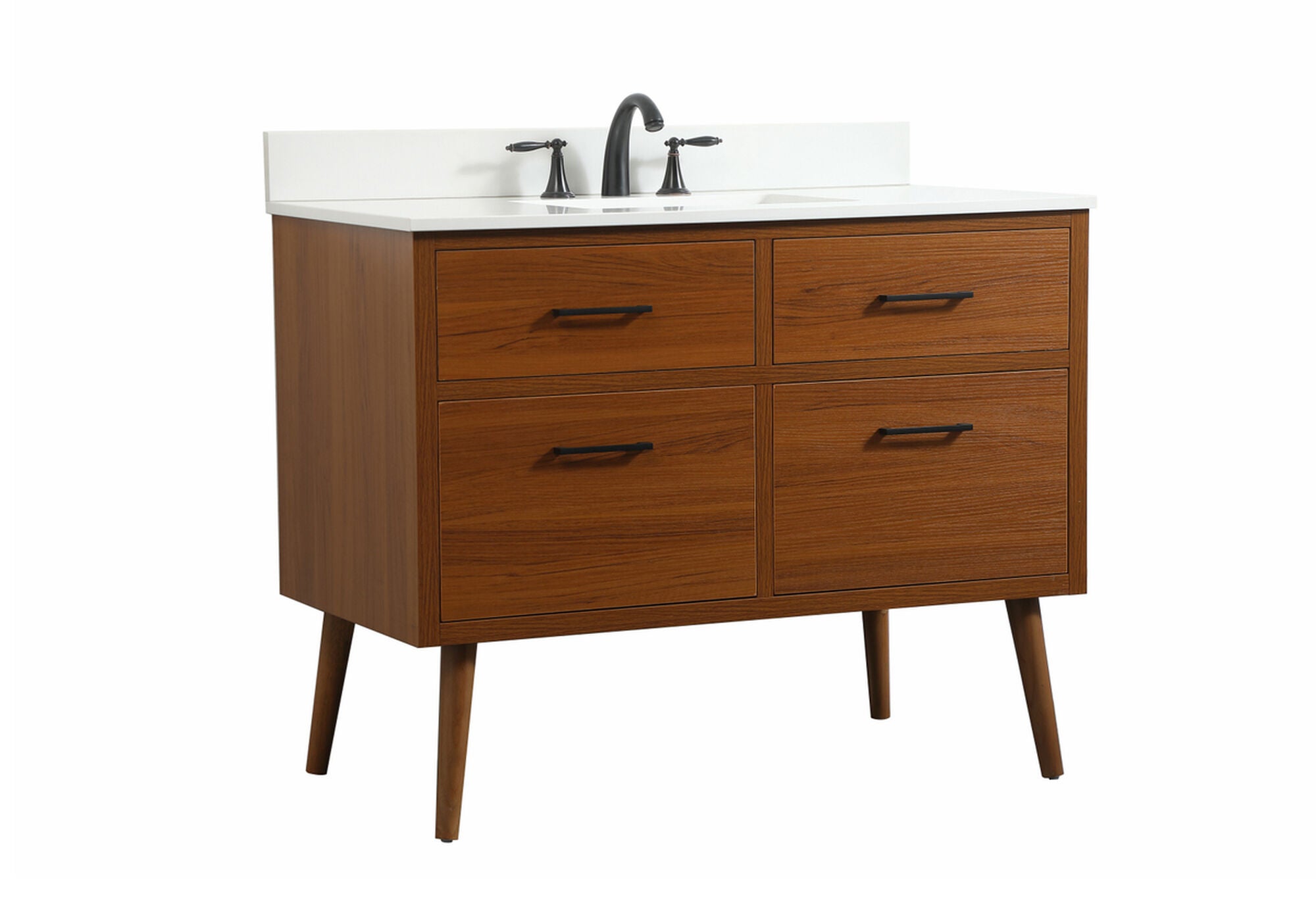 Shown in Teak finish and With Backsplash accent