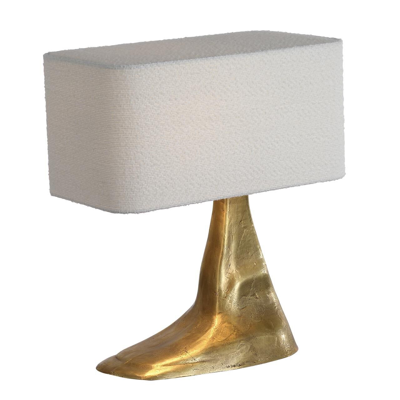 Shown in Museum Brass finish and Boucle Rectangle shade