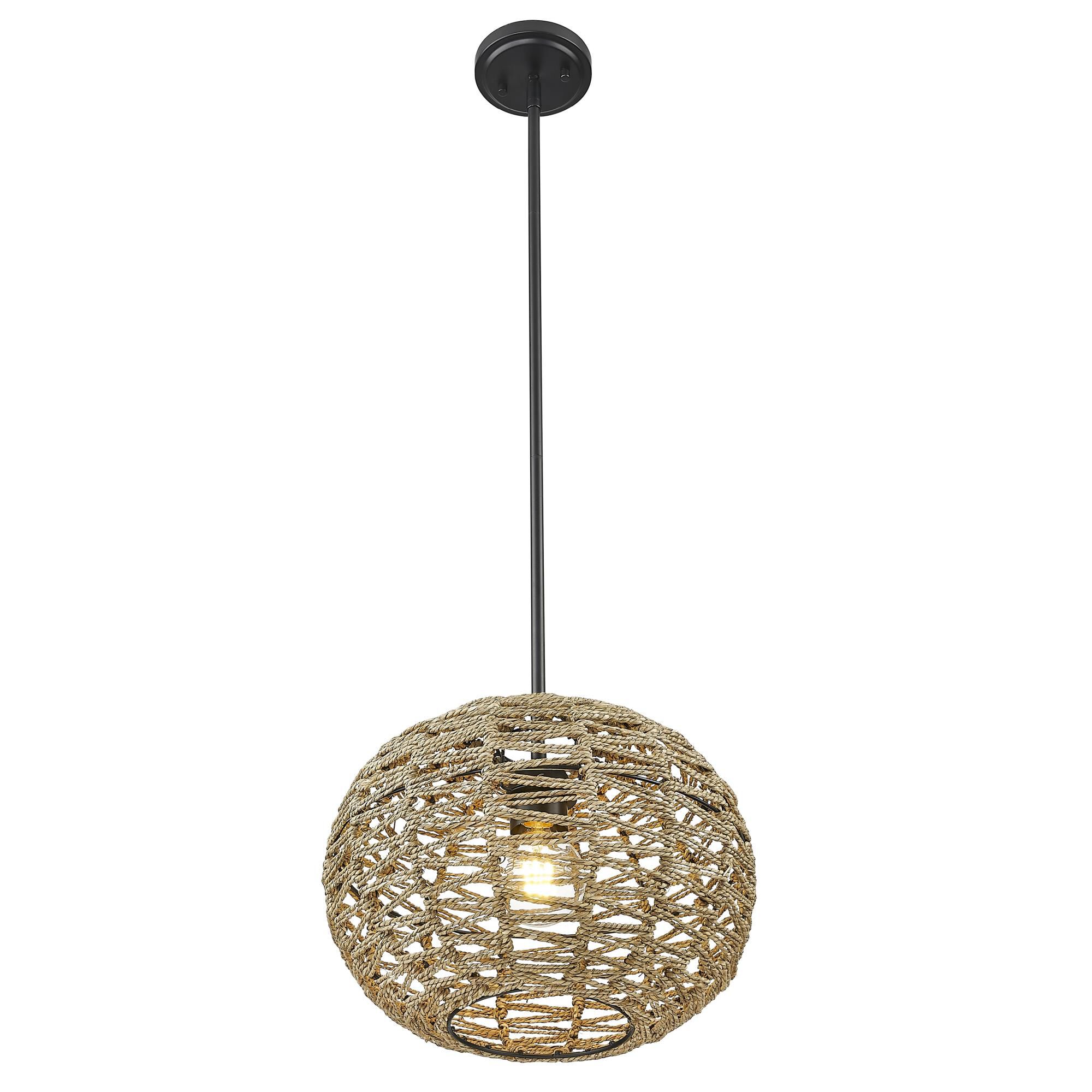 Shown in Black Metal With Natural Seagrass finish and Natural Seagrass shade