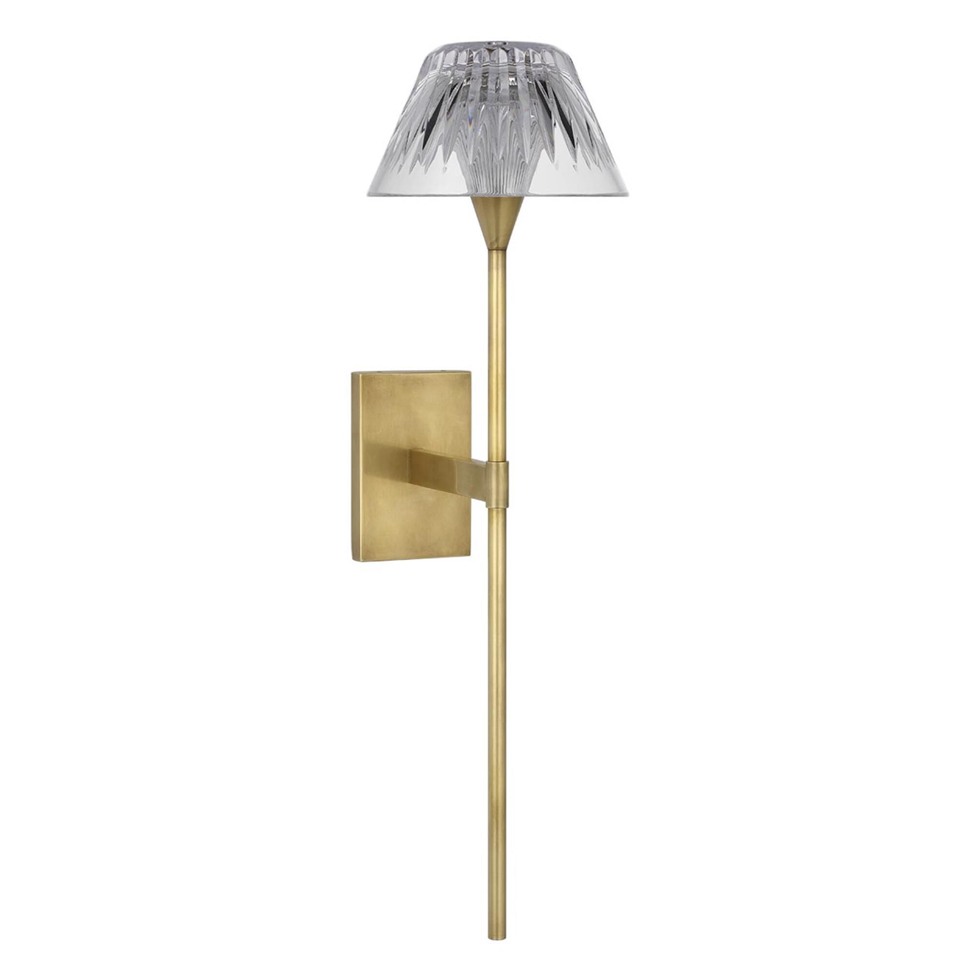 Shown in Natural Brass finish and Clear crystal