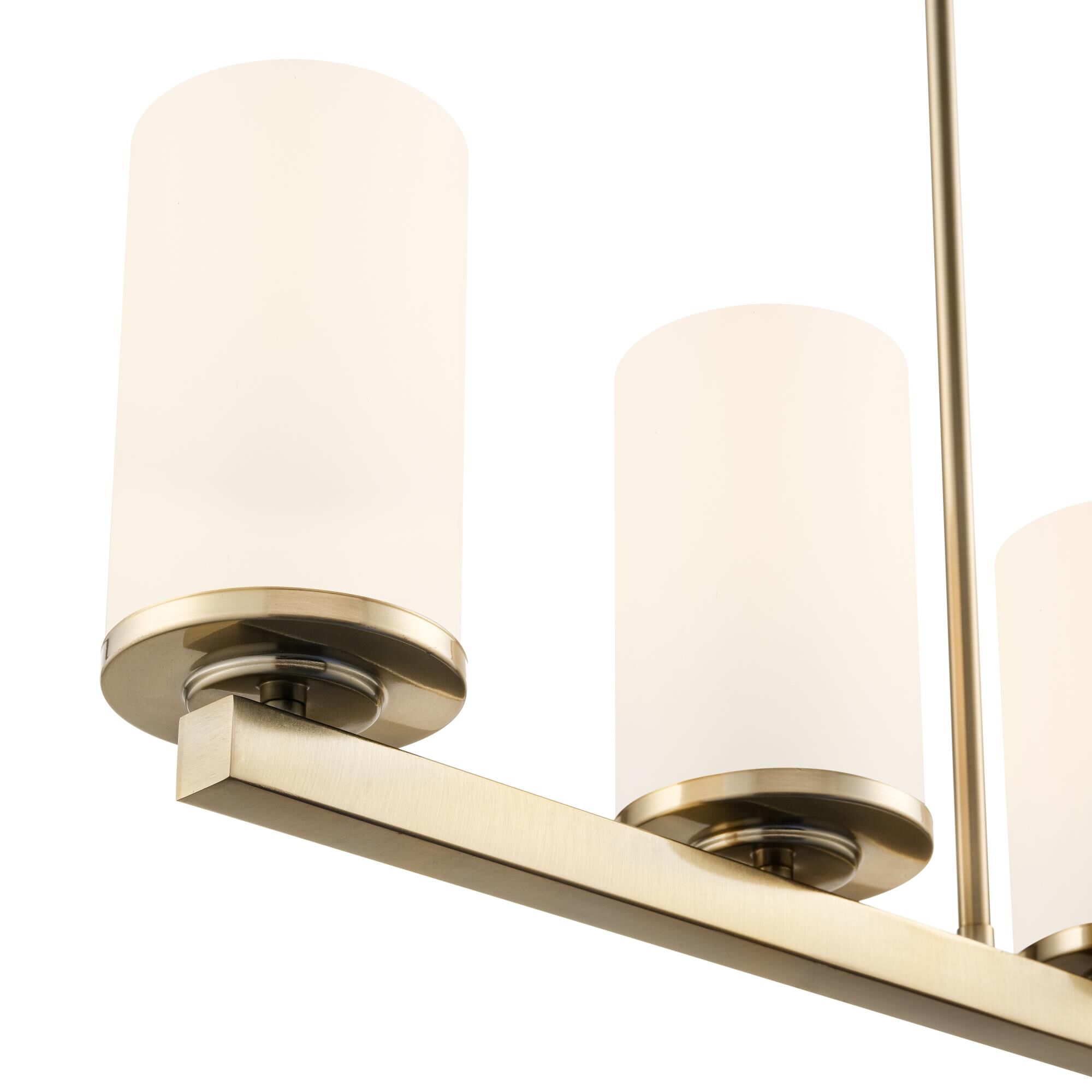 Shown in Modern Gold finish and Etched White glass