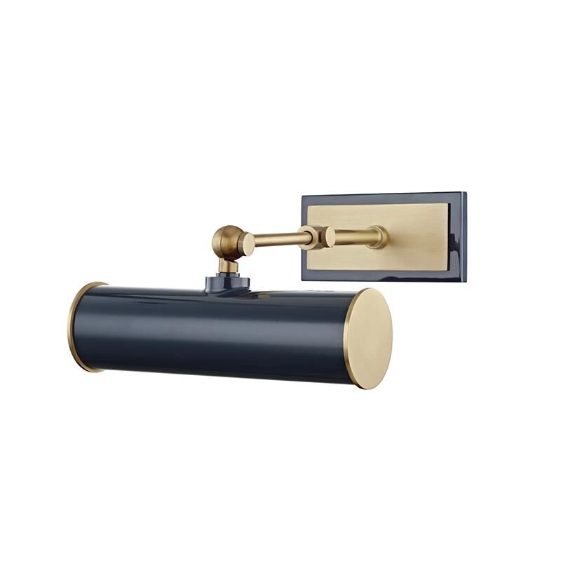 Shown in Aged Brass-Navy finish and Navy Steel shade