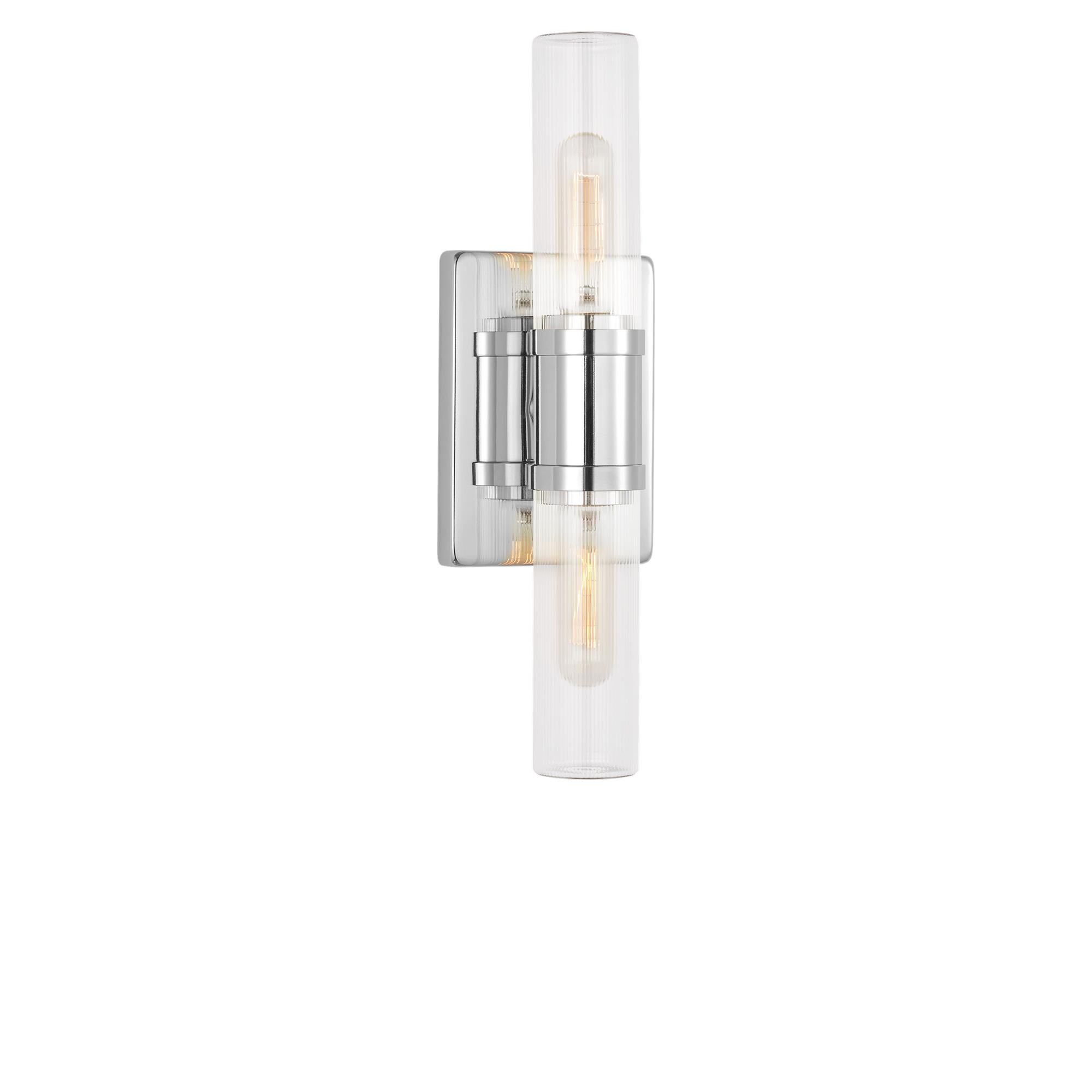 Shown in Chrome finish and Clear Fluted  glass