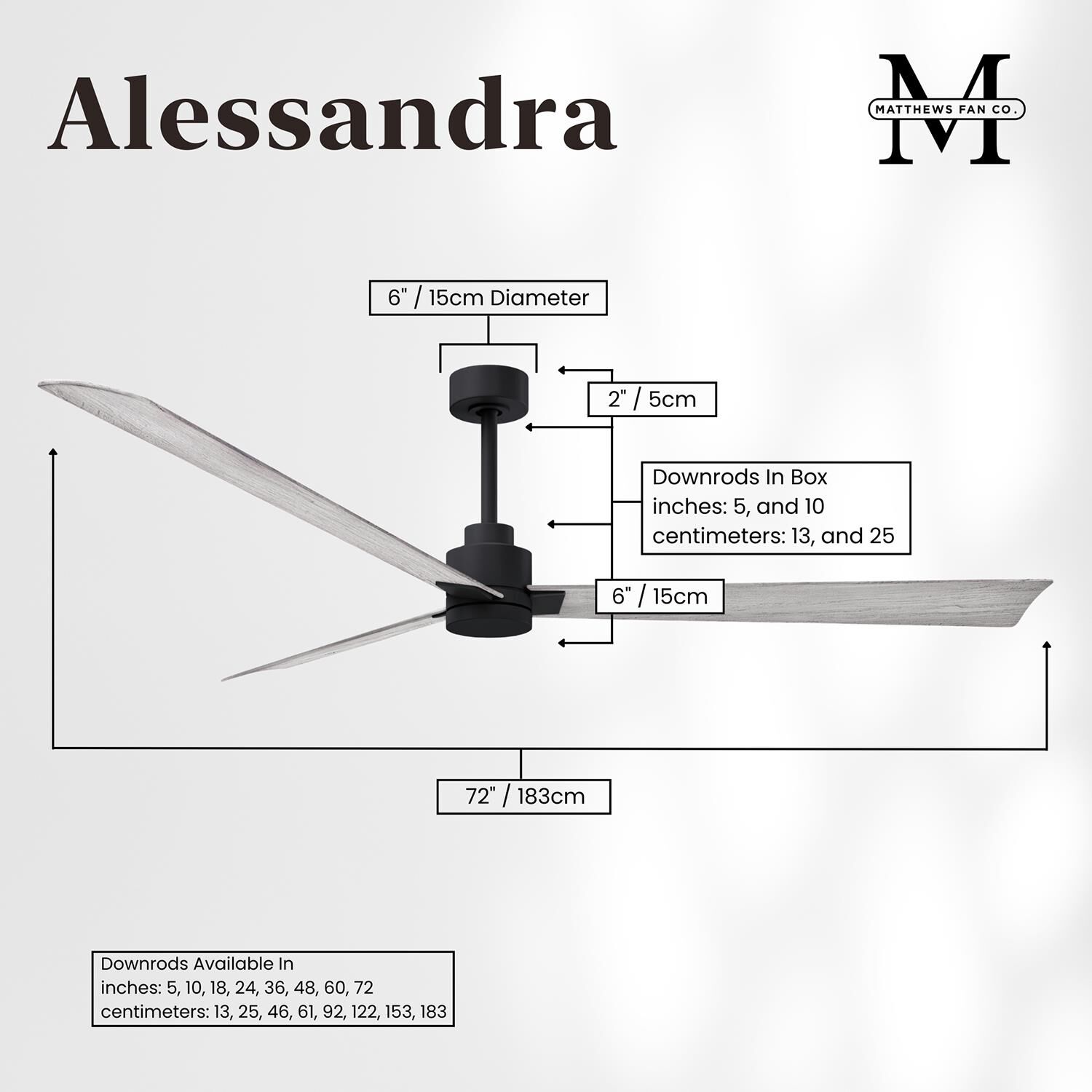 Alessandra 72 Inch Ceiling Fan by Matthews Fan Company