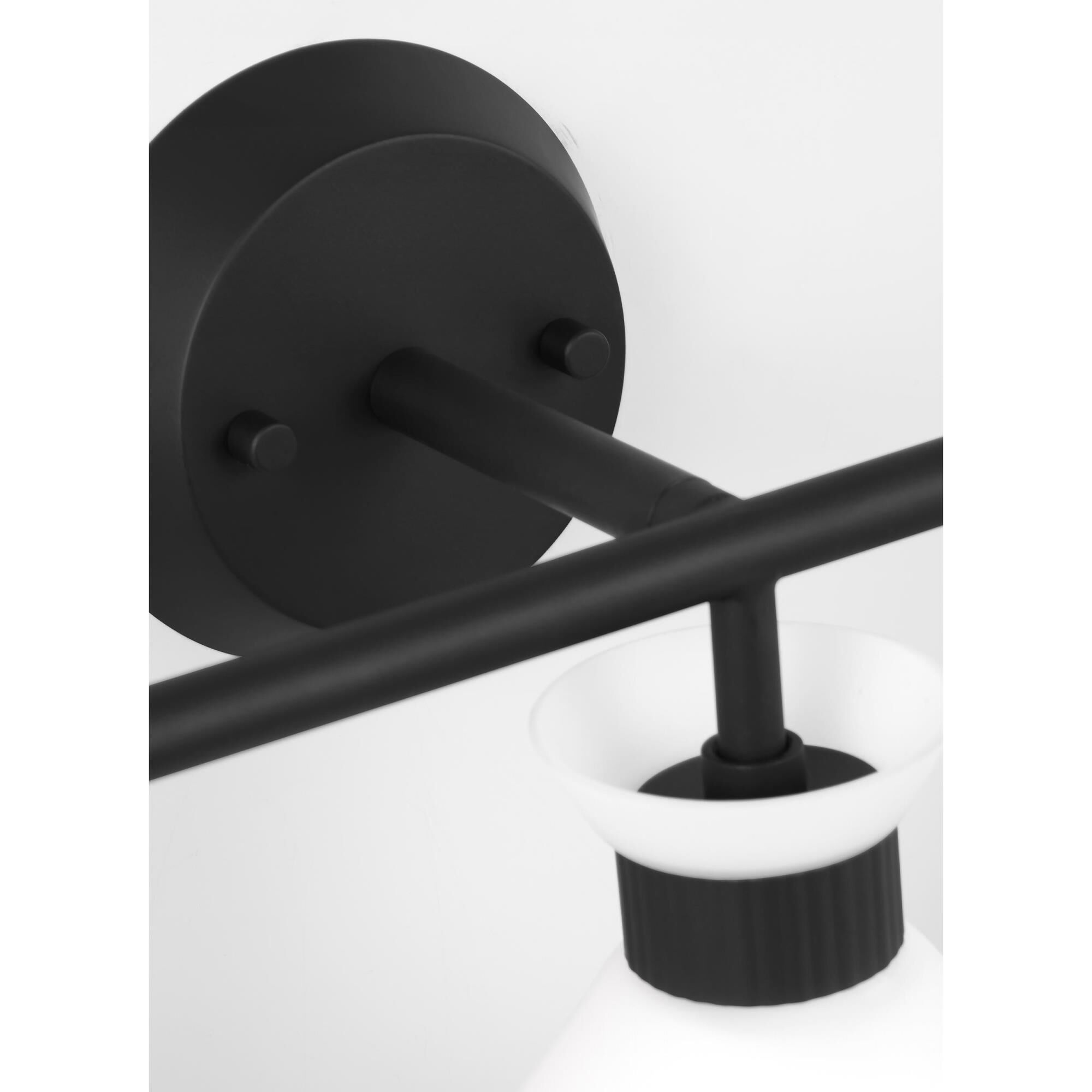 Shown in Midnight Black finish and Etched White Glass s shade