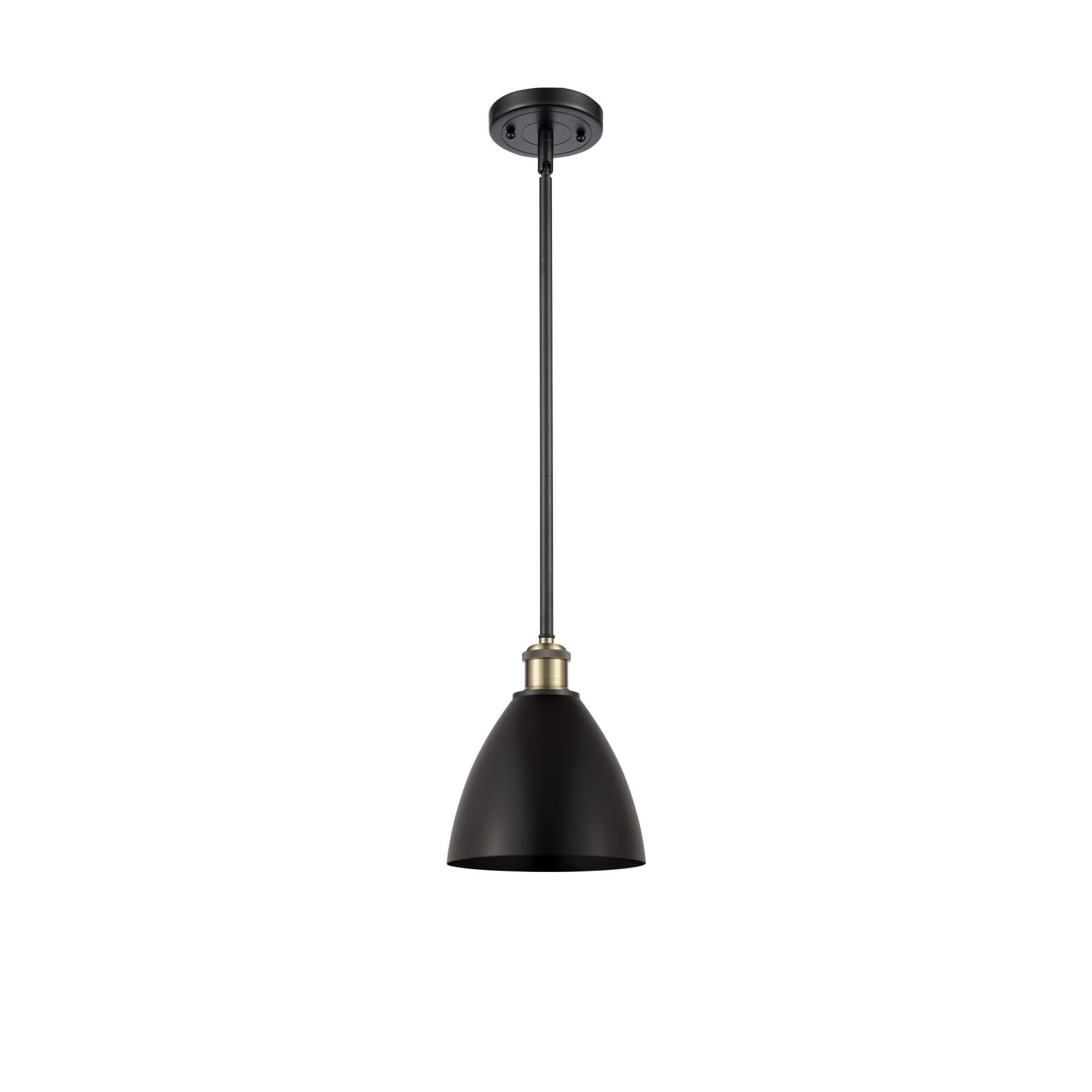 Shown in Black Antique Brass finish and Matte Black Ballston Dome shade