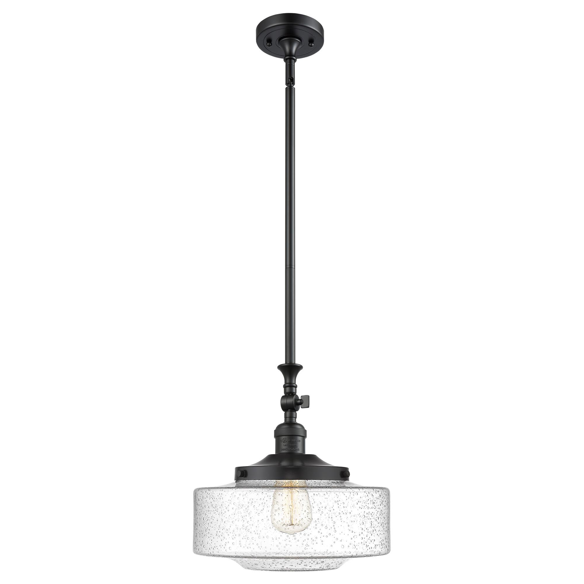 Shown in Matte Black finish and Seedy Large Bridgeton glass