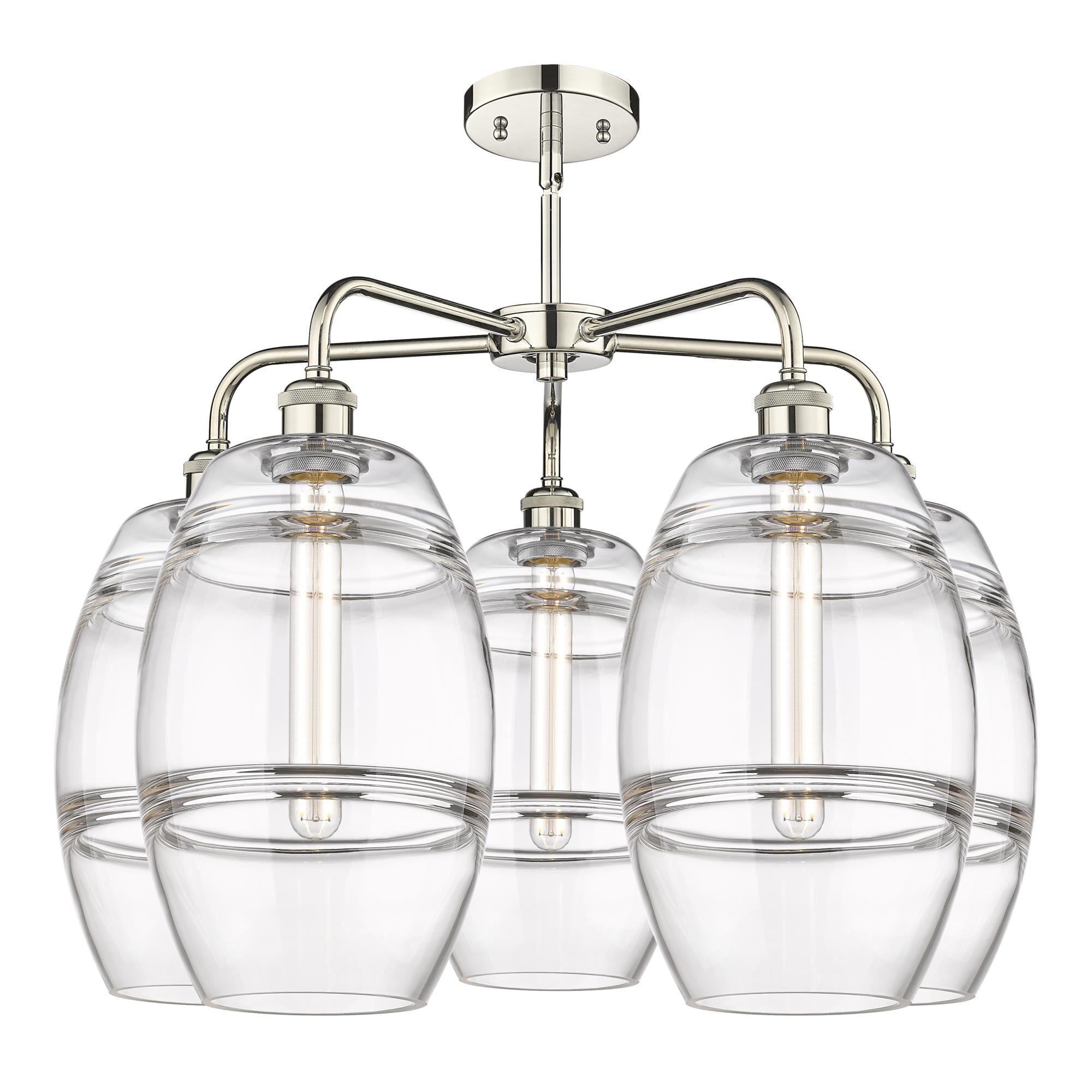 Shown in Polished Nickel finish and Clear glass