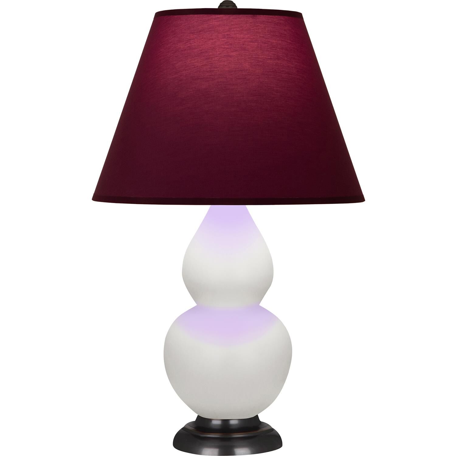 Shown in Matte Lily finish and Plum and Lavender shade and Deep Patina Bronze accent