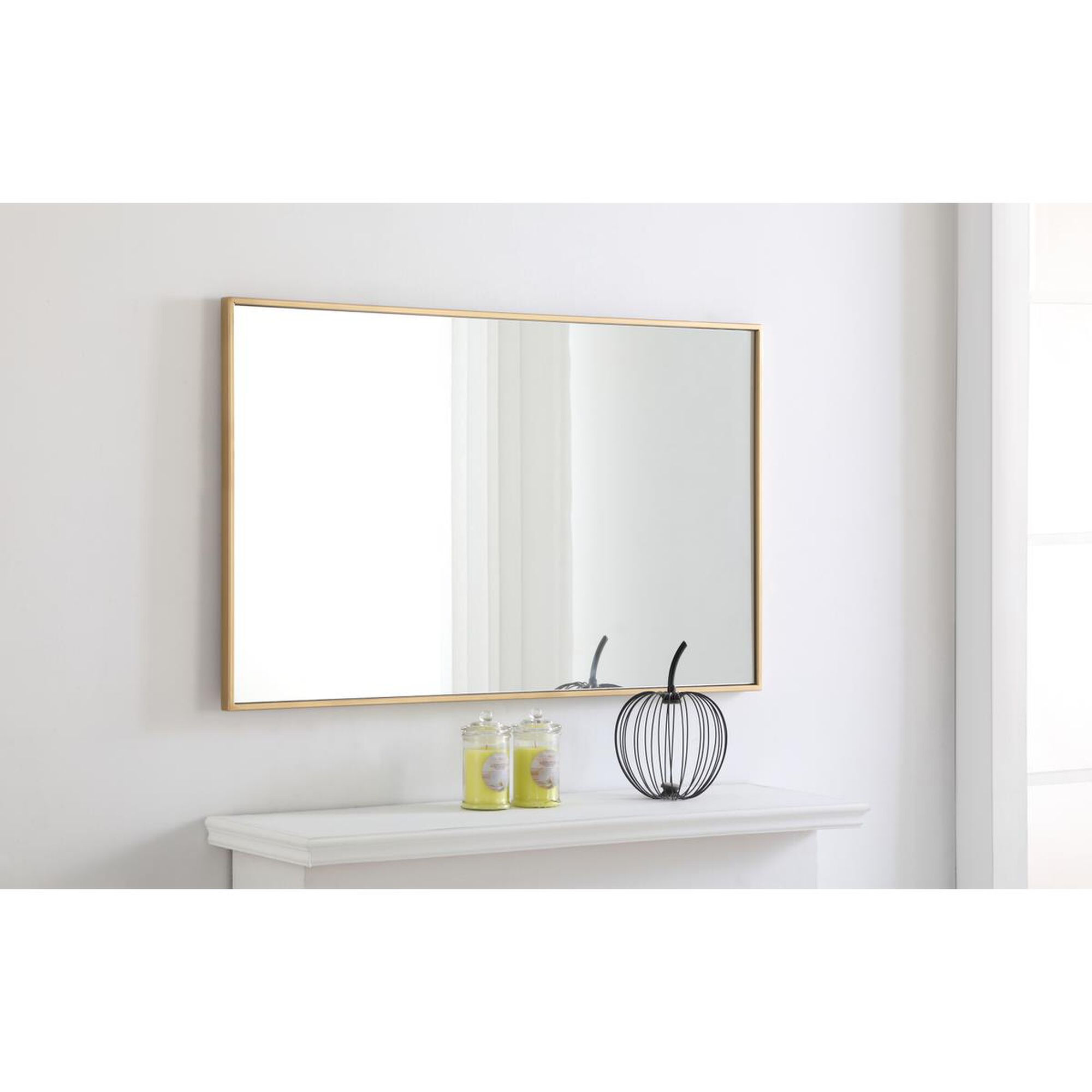 Shown in Brass finish and Clear Mirror Beveled glass