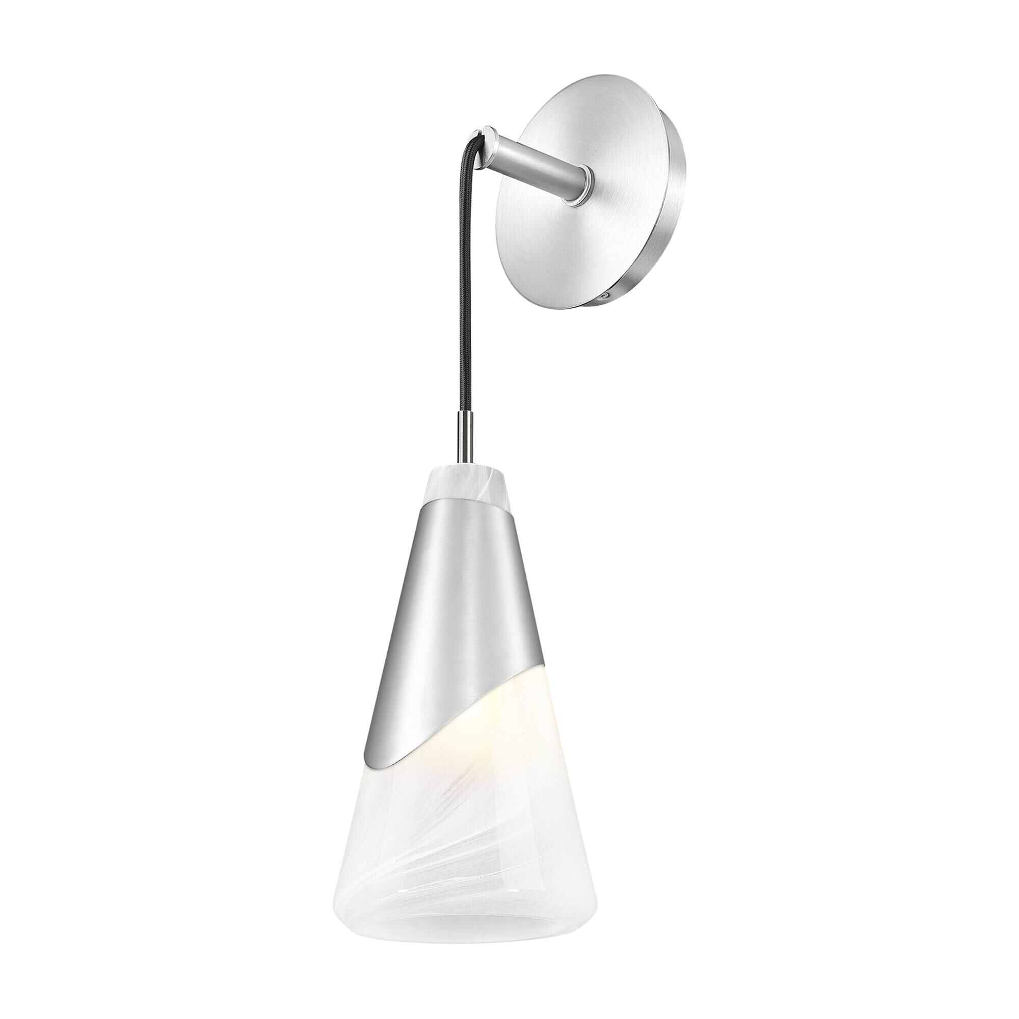 Shown in Brushed Nickel finish and White Swirl glass and White Swirl shade