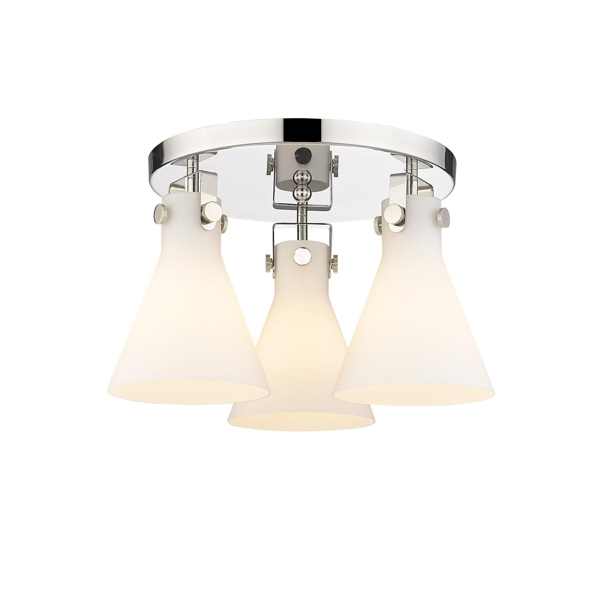 Shown in Polished Nickel finish and Matte White glass