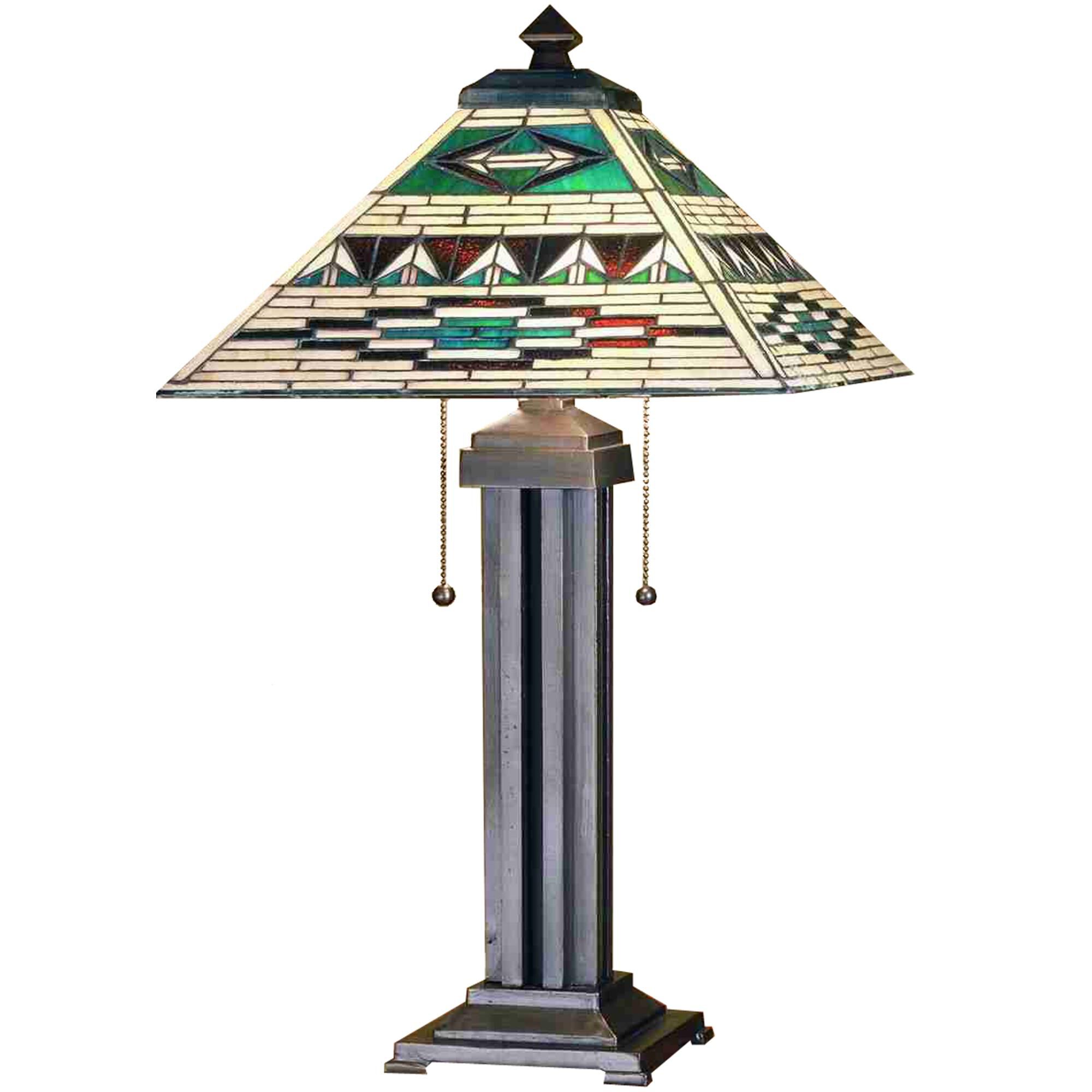 Shown in Mahogany Bronze finish and Bark Brown-Sand Beige-Turquoise glass