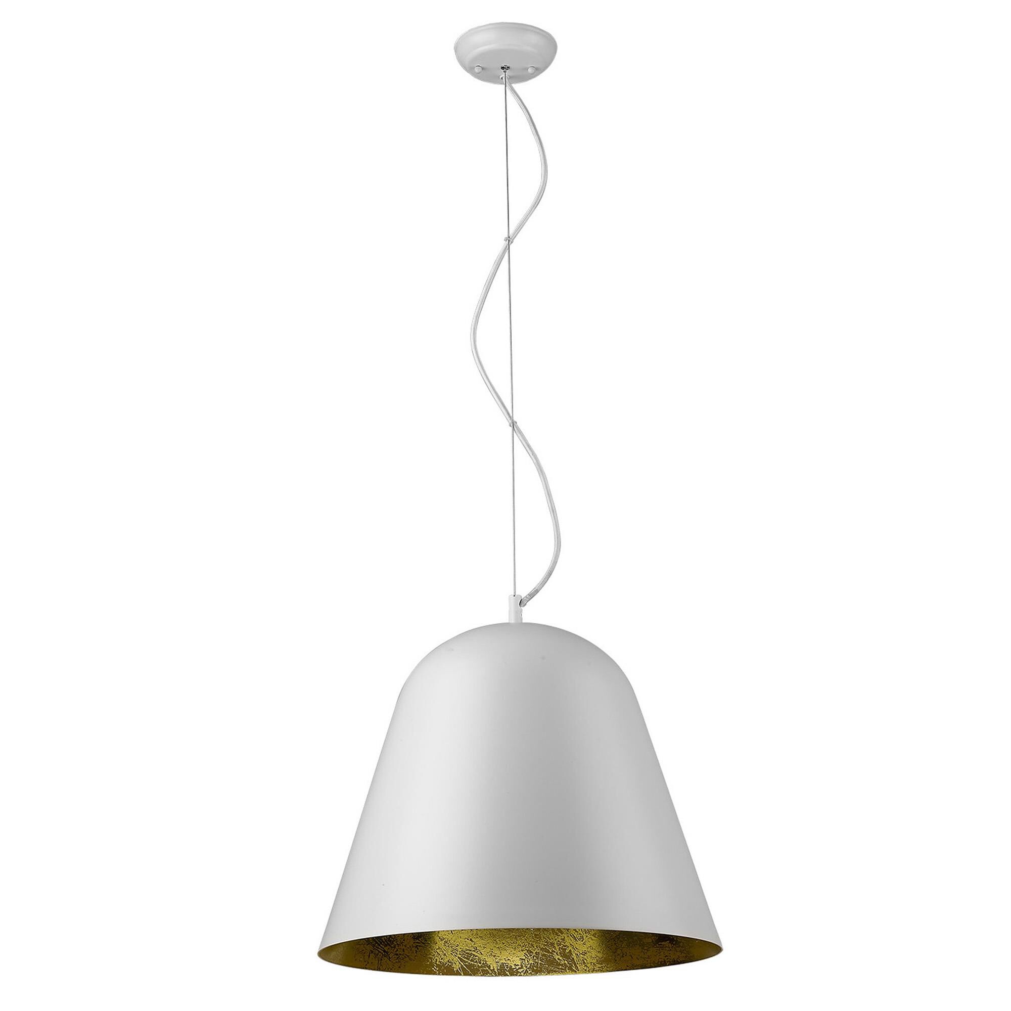 Shown in White finish and White glass and White Metal Cone Shaped  W/ Gold Leaf Interior shade