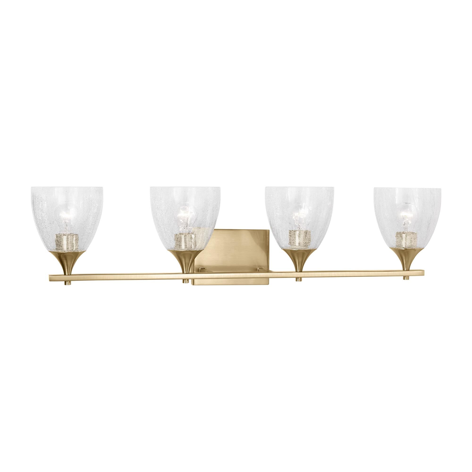 Shown in Satin Brass finish and Clear Crackle glass