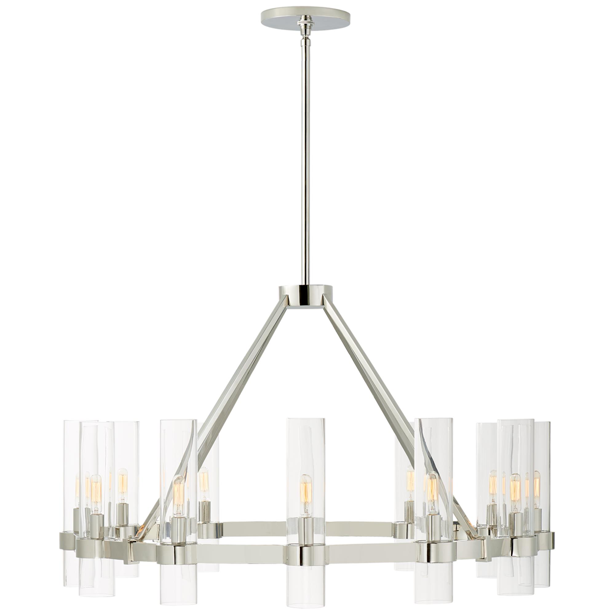 Shown in Polished Nickel finish and Clear glass