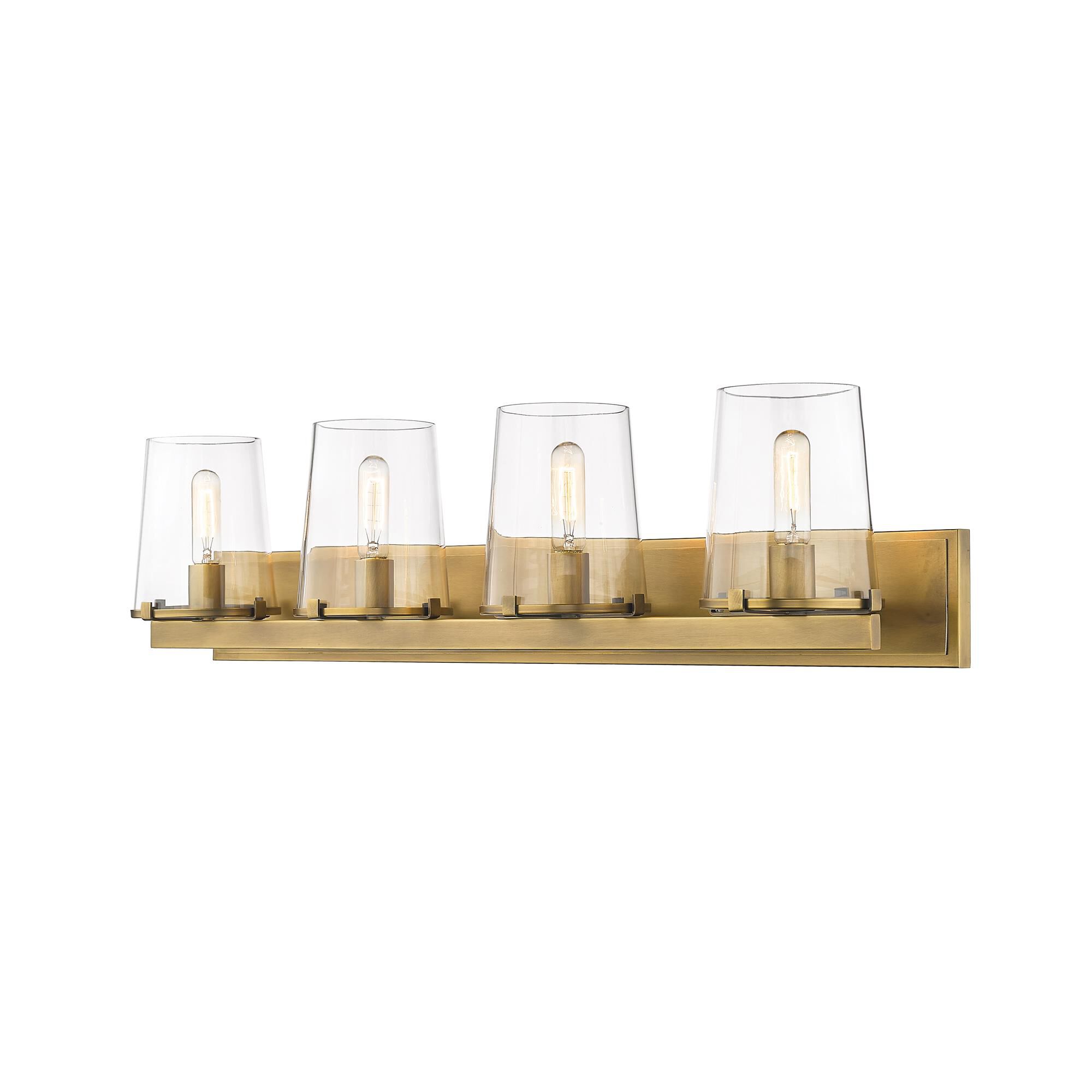 Shown in Rubbed Brass finish and Glass shade
