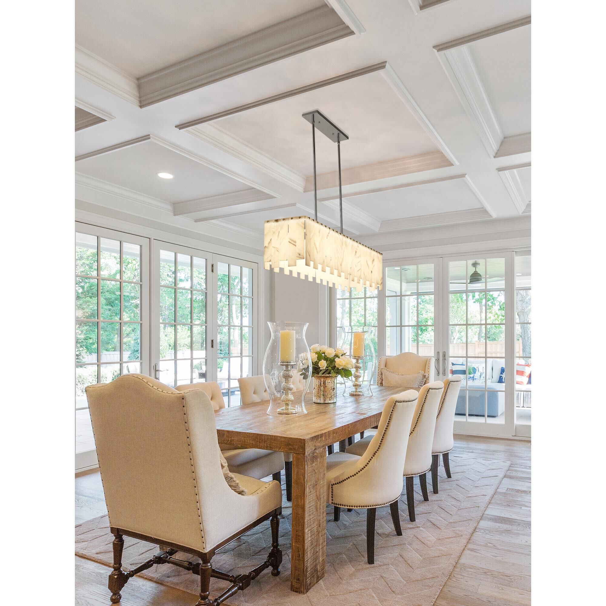 Shown in Polished Nickel finish and Alabaster Resin shade