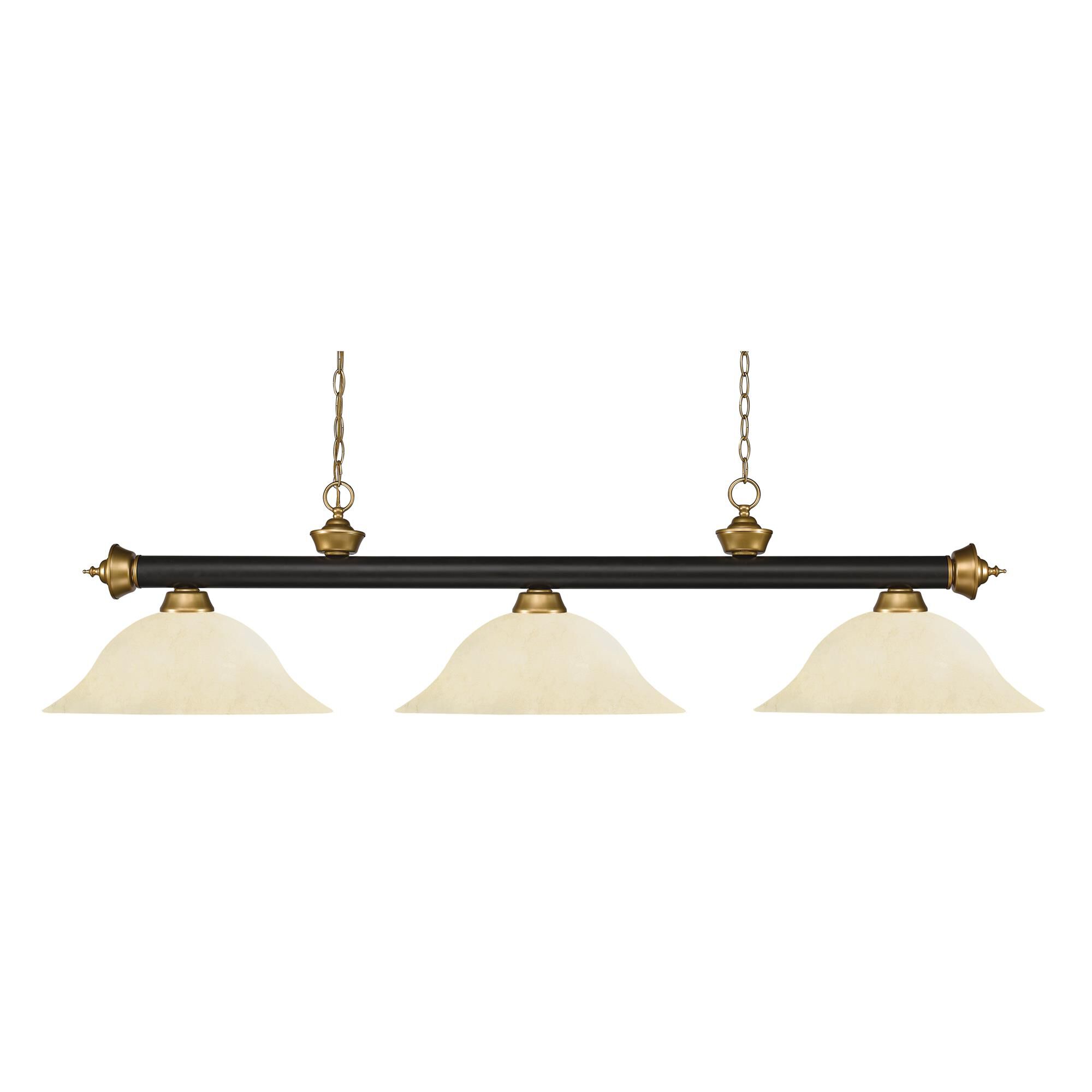 Shown in Bronze + Satin Gold finish and Glass shade