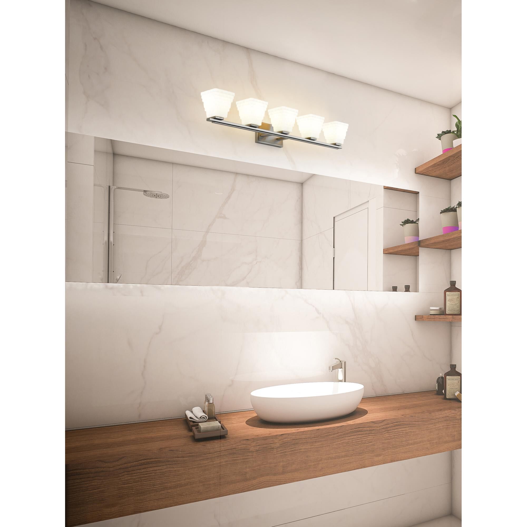 Shown in Brushed Nickel finish and Matte Opal glass and Matte Opal shade