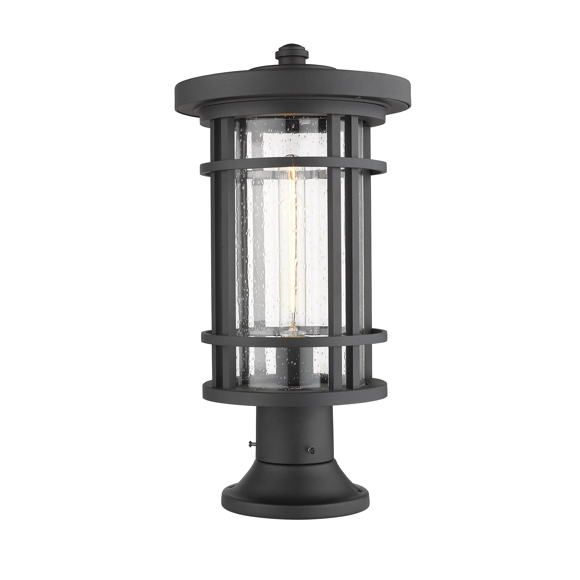 Shown in Black finish and Glass shade
