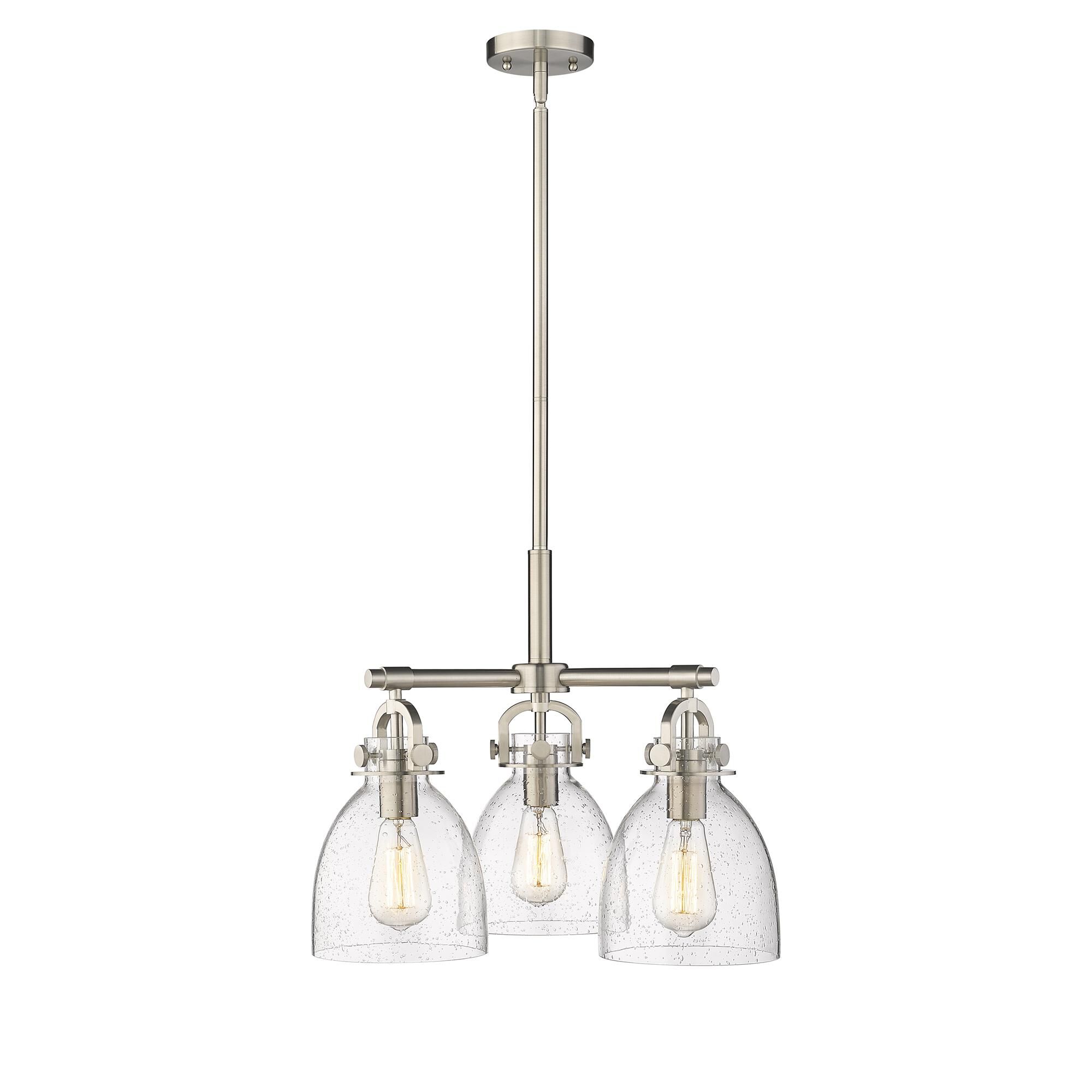 Shown in Satin Nickel finish and Seedy glass