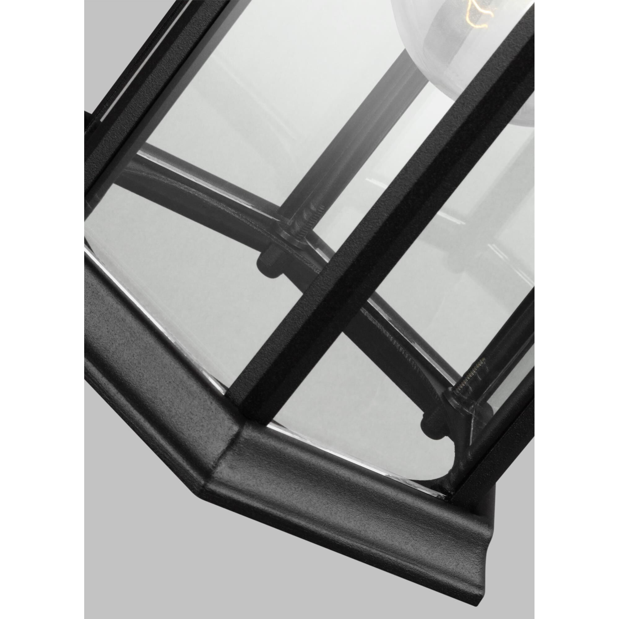 Shown in Black finish and Clear  Panels glass and Clear Glass Panels shade