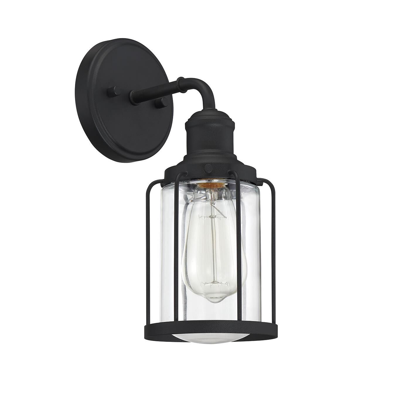 Shown in Earth Black finish and Clear Glass shade