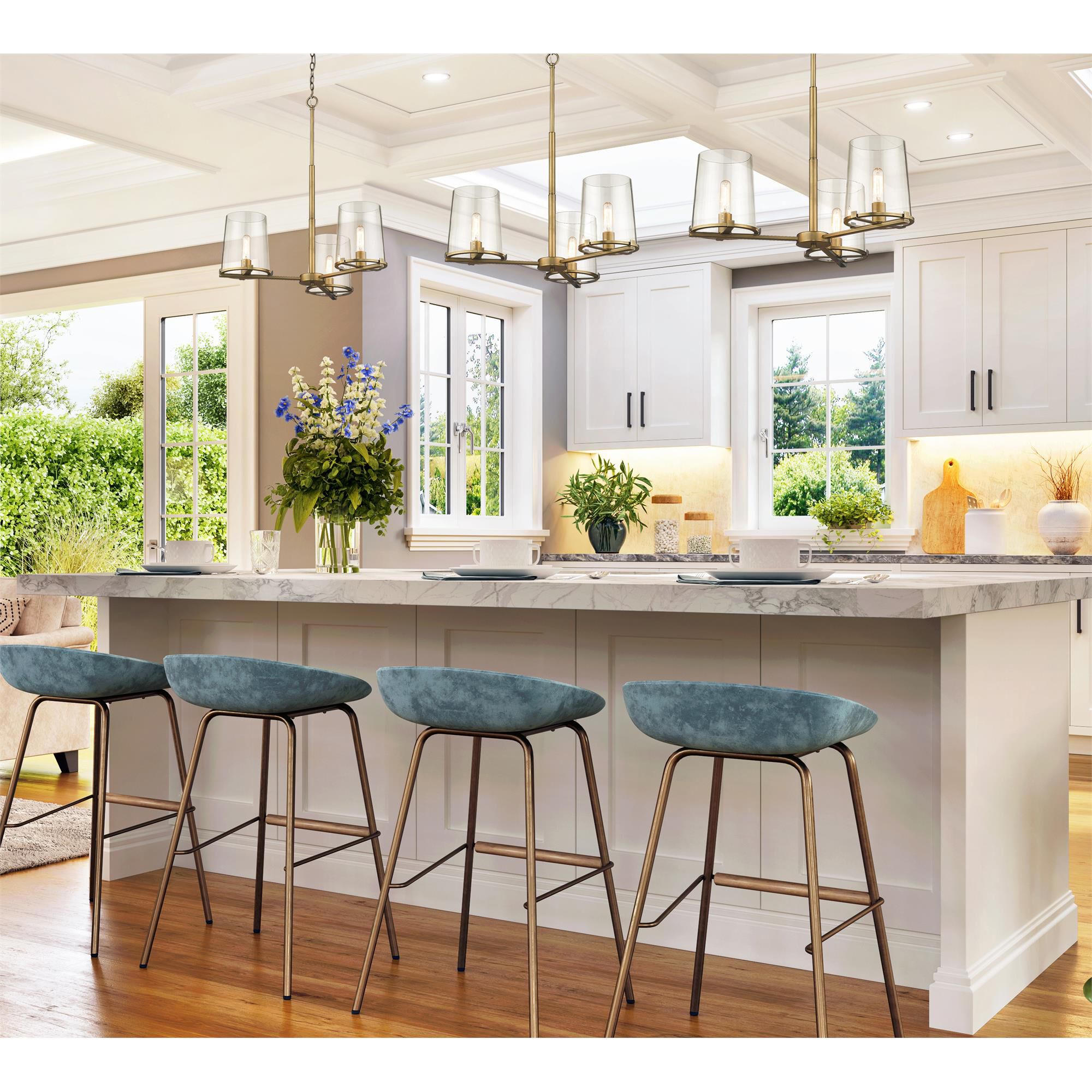 Shown in Rubbed Brass finish and Clear glass and No Shade shade