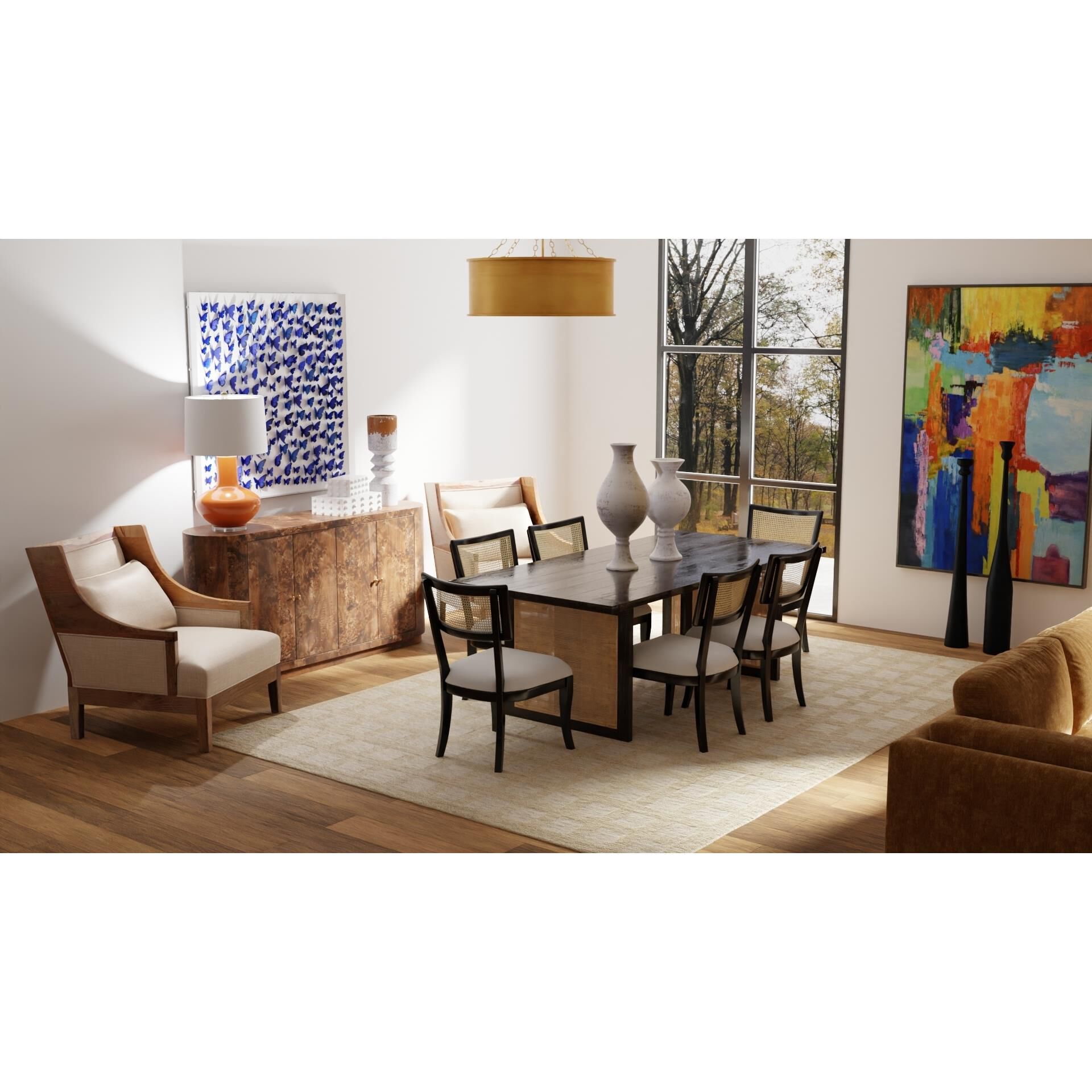 Shown in Natural Rattan and Cream and Black finish