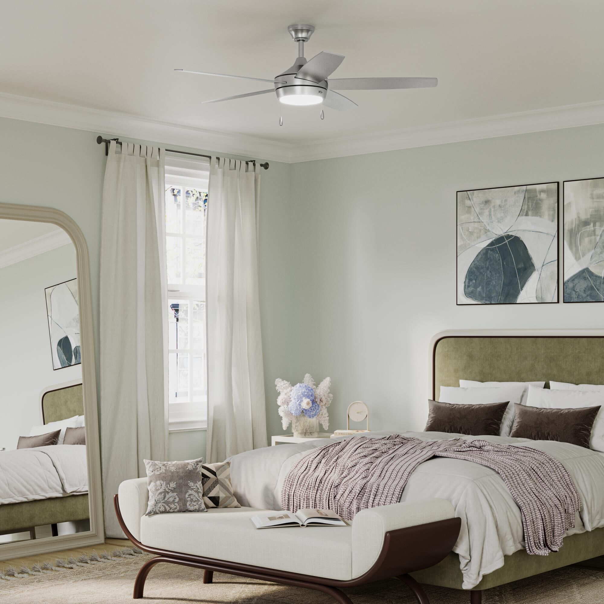 Shown in Brushed Nickel finish and White Opal glass