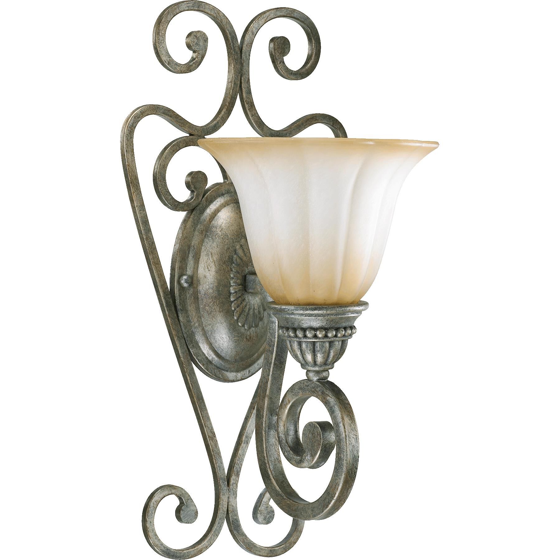 Shown in Mystic Silver finish and Antique Amber Scavo glass 