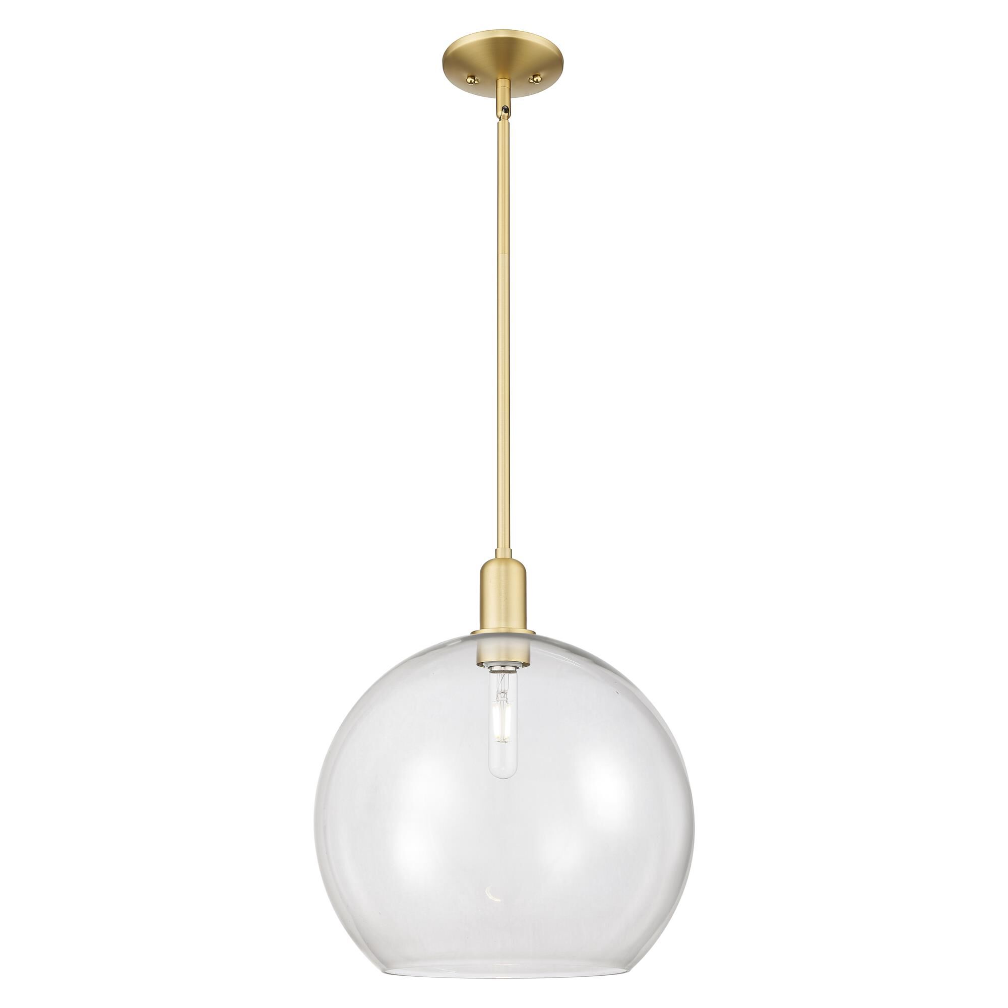 Shown in Satin Gold finish and Clear glass