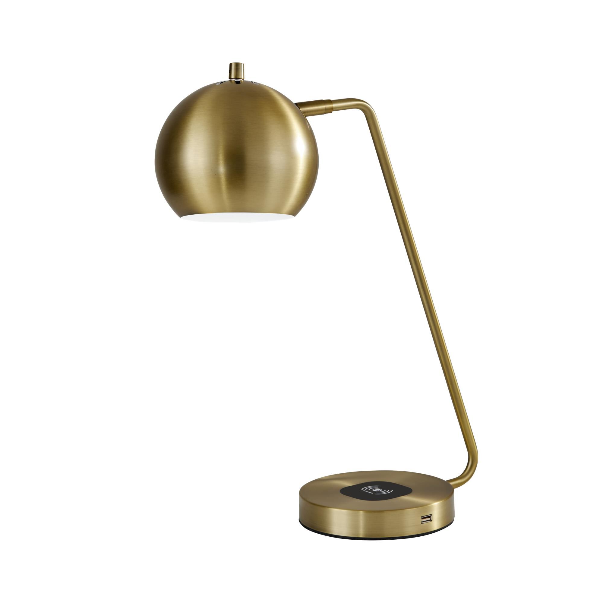 Shown in Antique Brass finish and Antique Brass shade