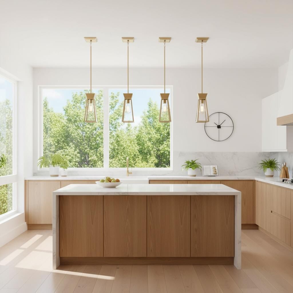 Shown in Brushed Brass finish and Clear glass