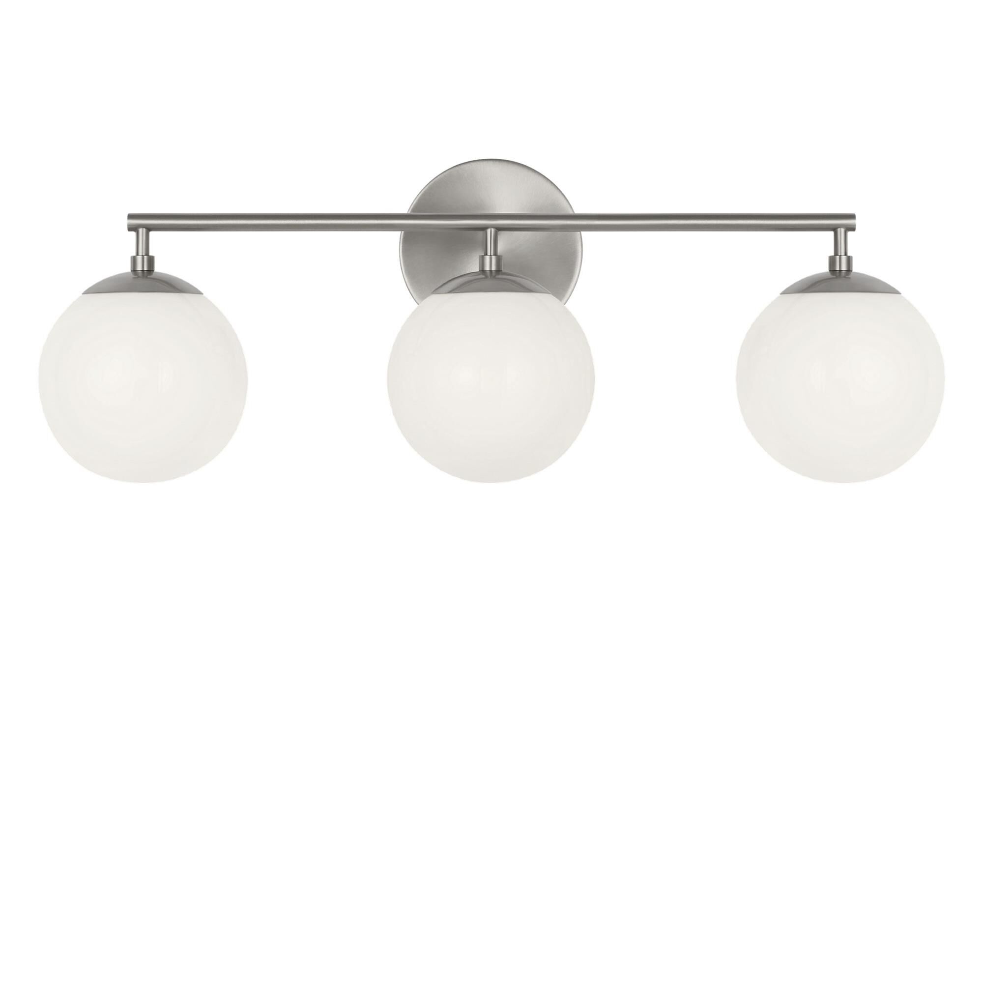 Shown in Brushed Nickel finish and Clear White glass