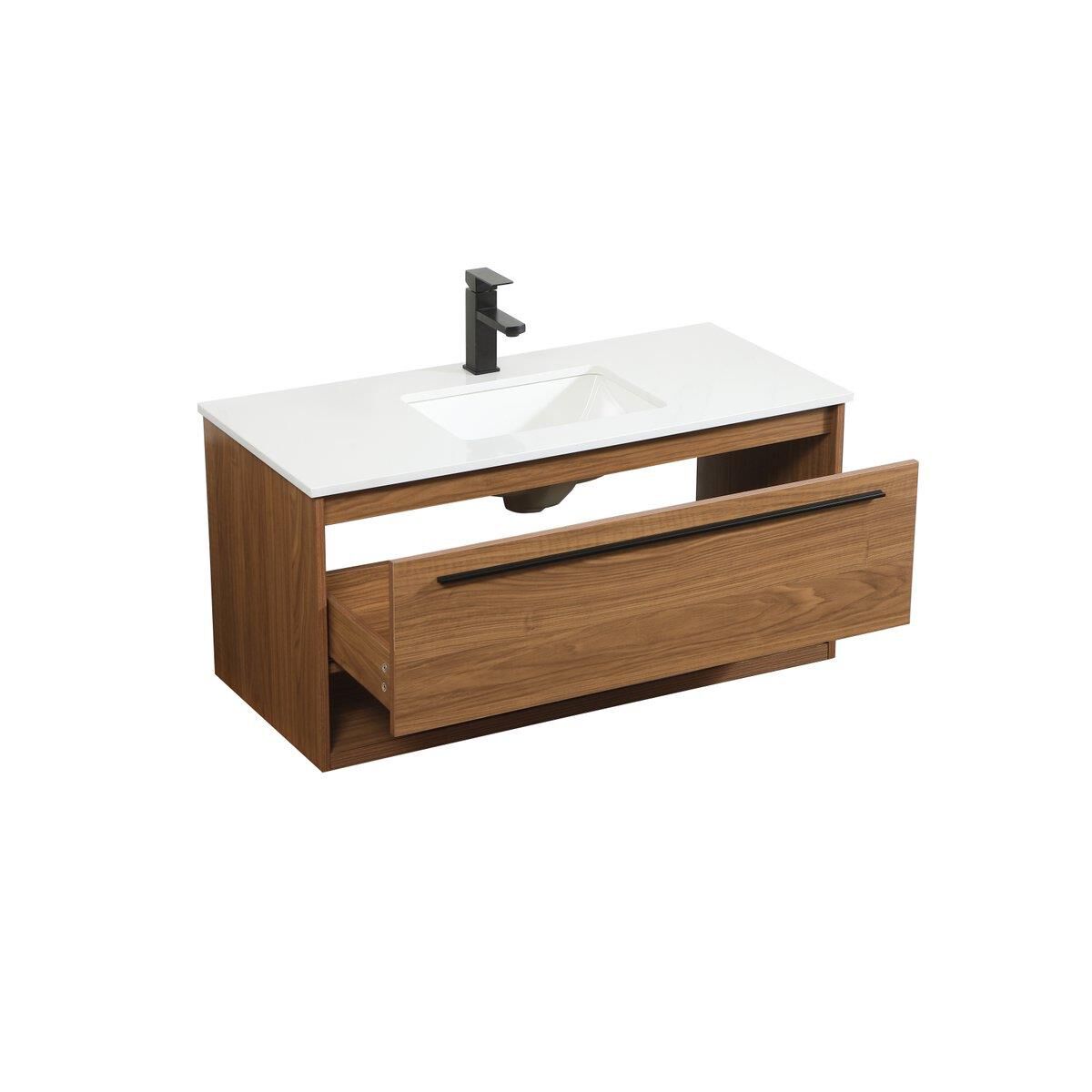 Shown in Walnut Brown finish and Without Backsplash accent