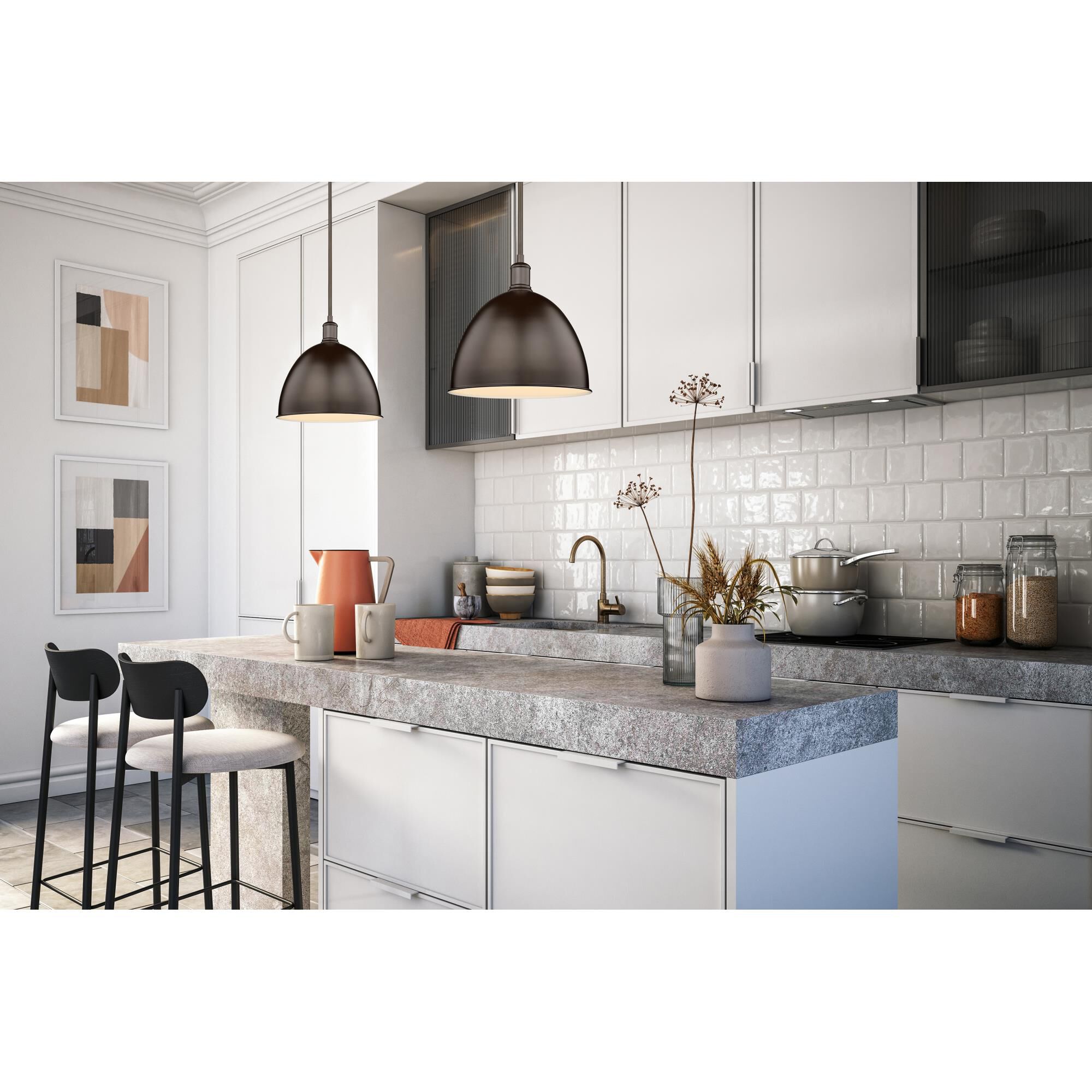 Shown in Bronze finish and Bronze glass and Bronze shade