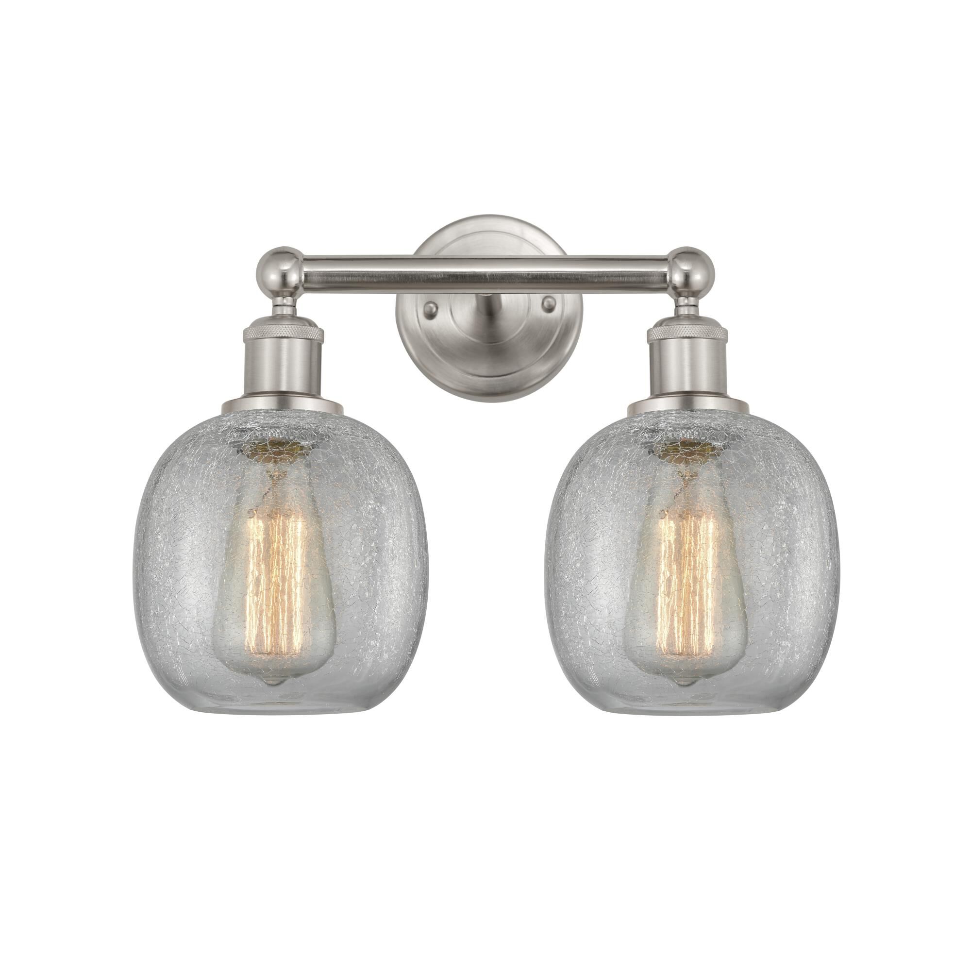Shown in Brushed Satin Nickel, Clear Crackle finish and Clear Crackle glass and Clear Crackle Glass shade