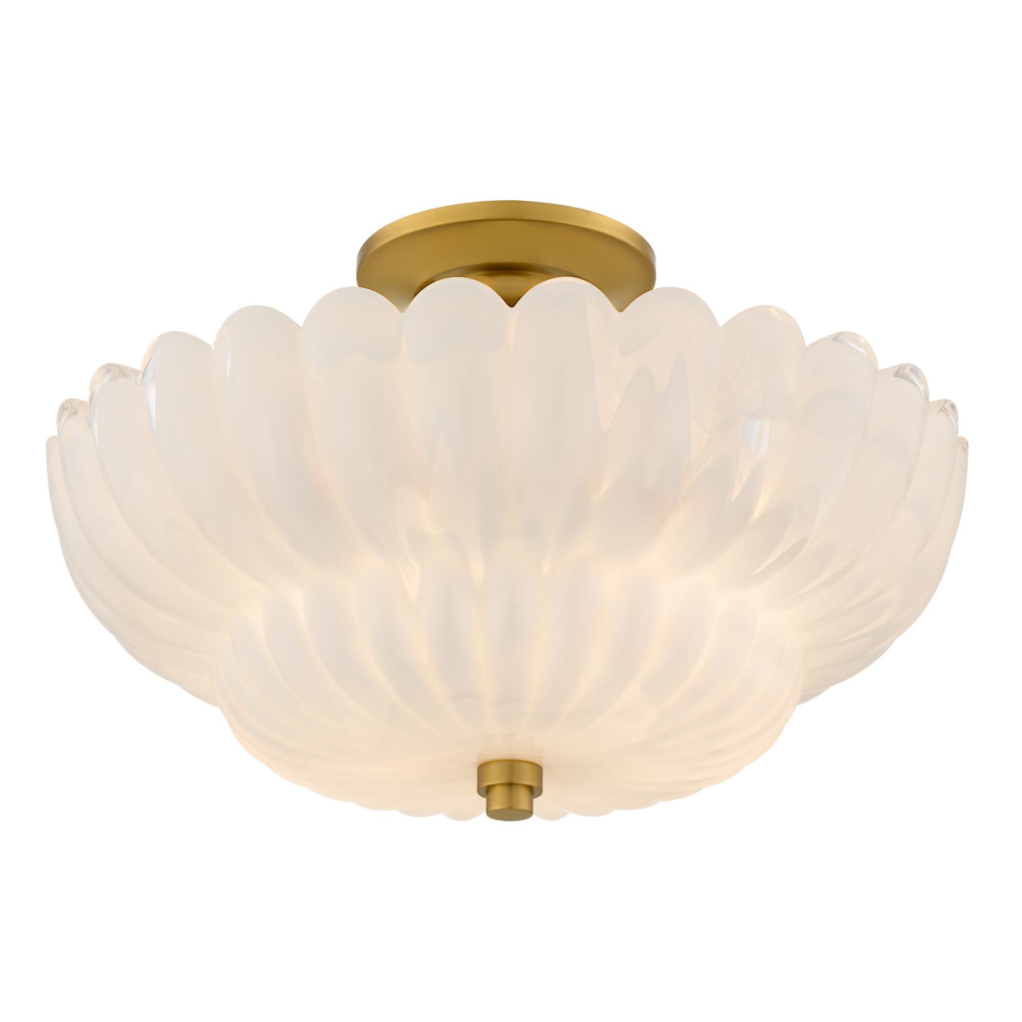 Shown in Brushed Gold finish and Alabaster Glass shade