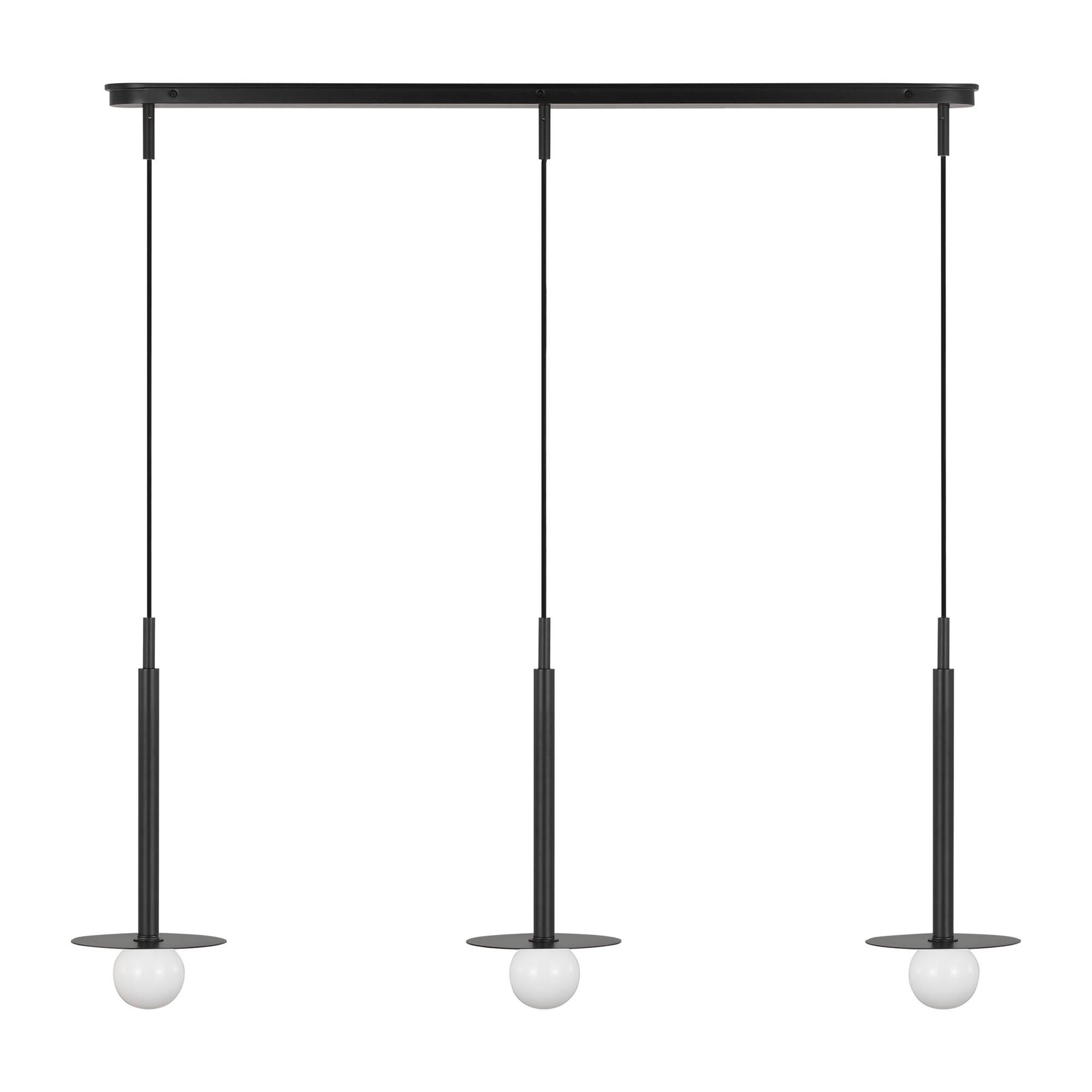 Shown in Midnight Black finish and Milk glass