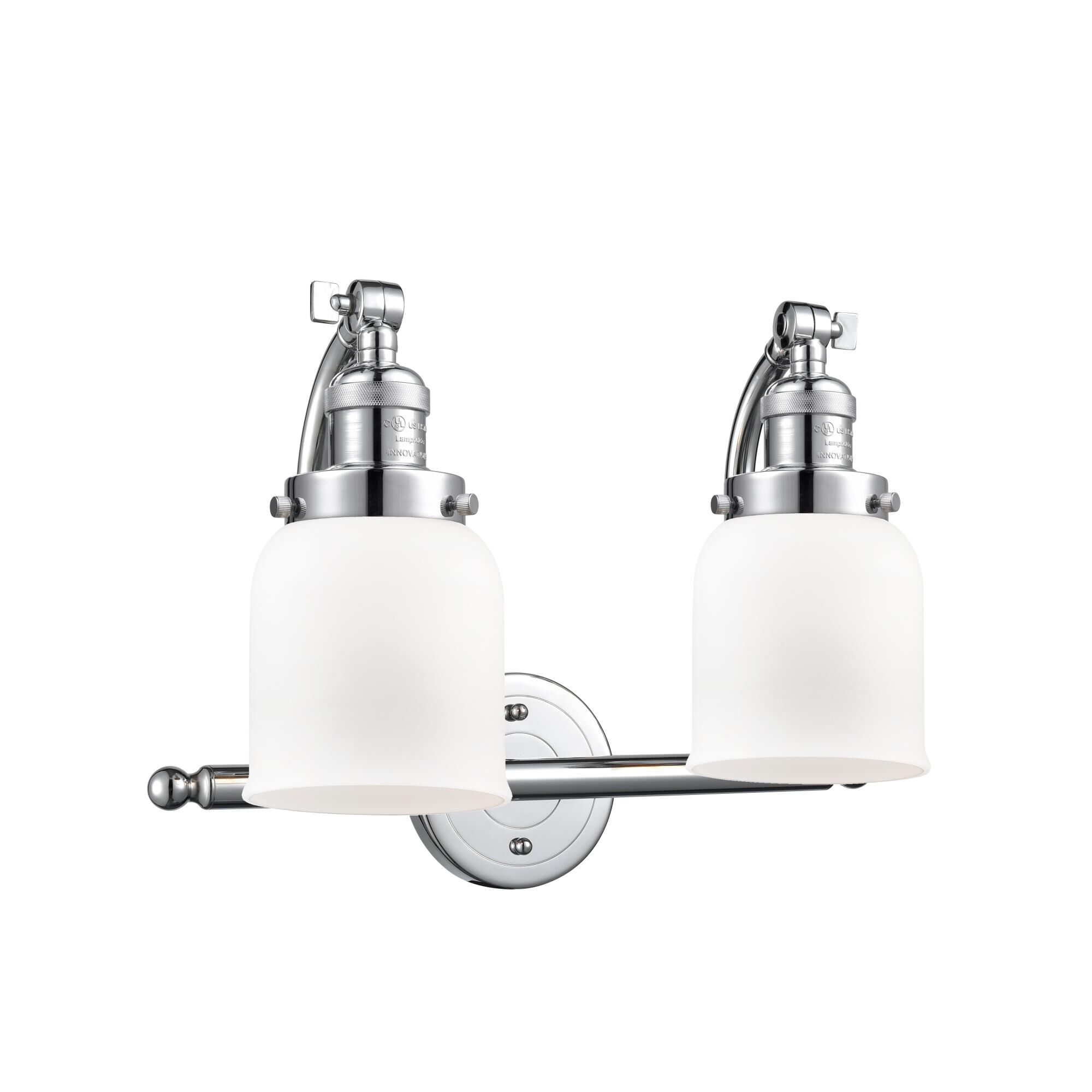 Shown in Polished Chrome finish and Matte White Cased Small Bell glass
