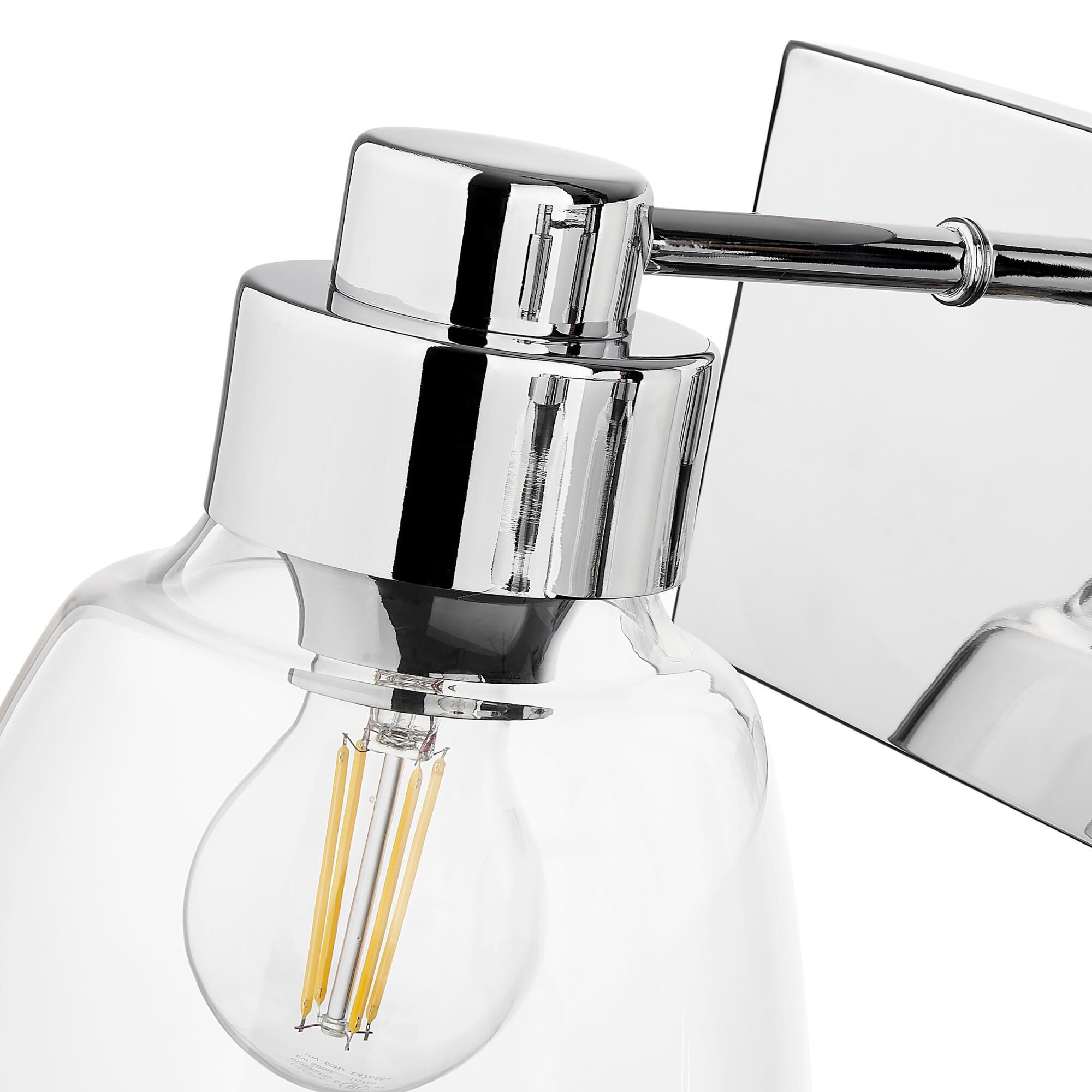 Shown in Chrome finish and Clear glass