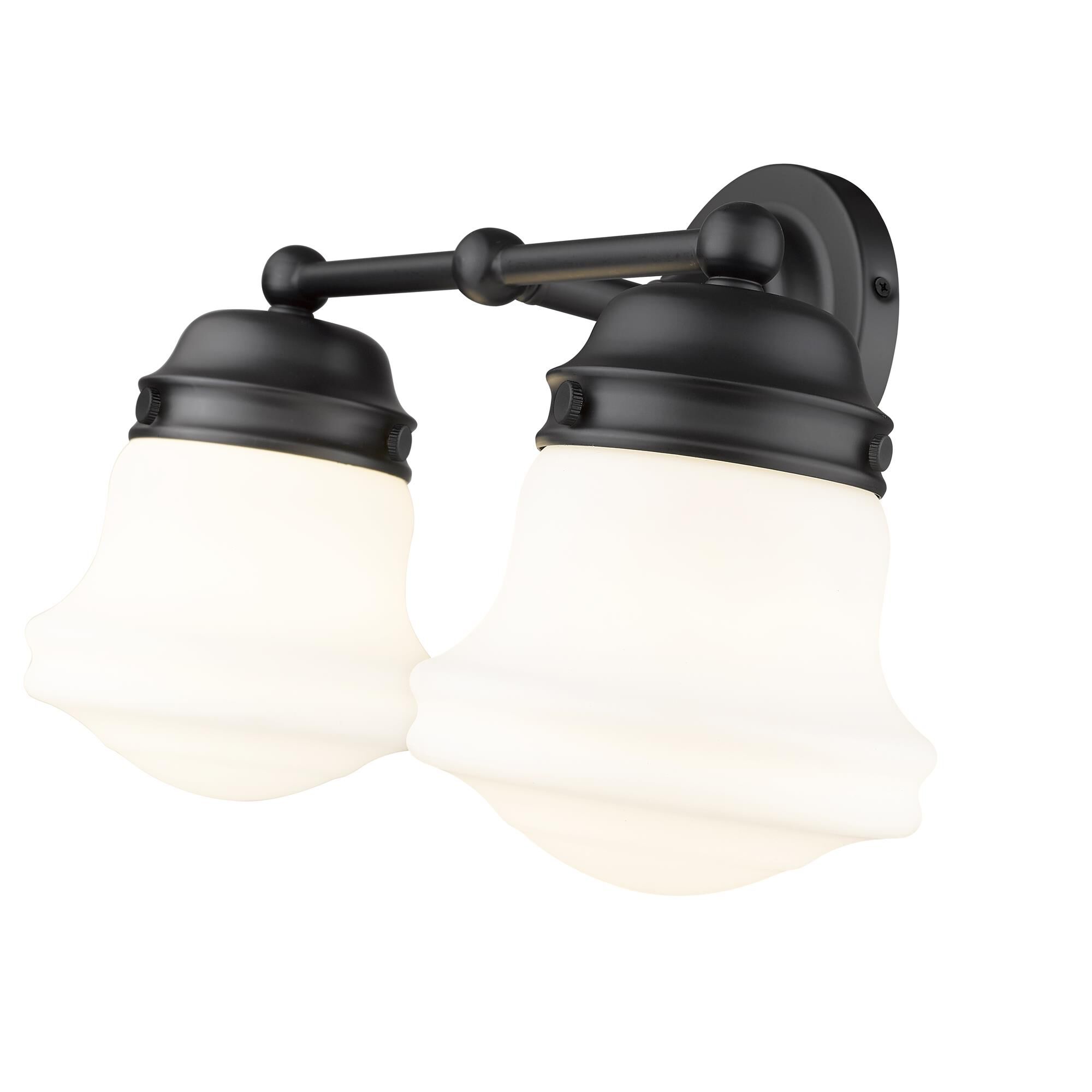 Shown in Matte Black finish and Glass shade