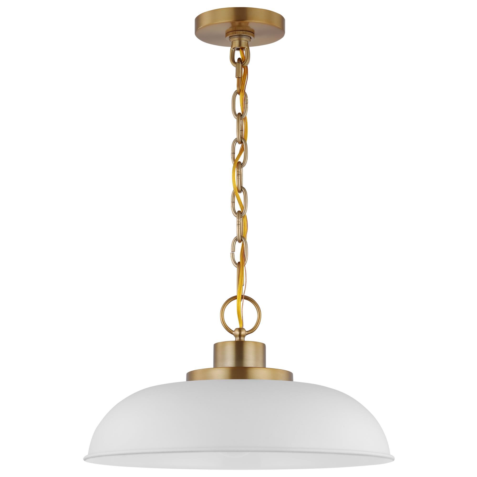 Shown in Matte White and Burnished Brass finish
